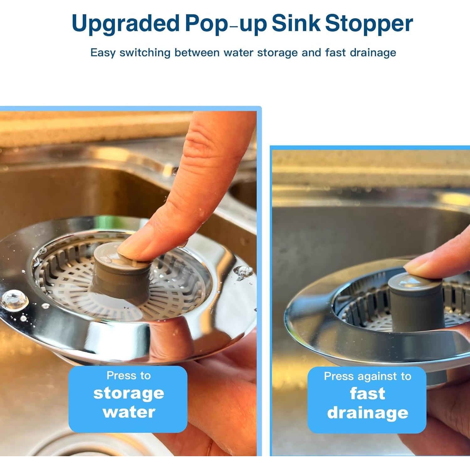 Colador y tapón de desagüe YKWL 3 en 1 Cromo 8,89 cm