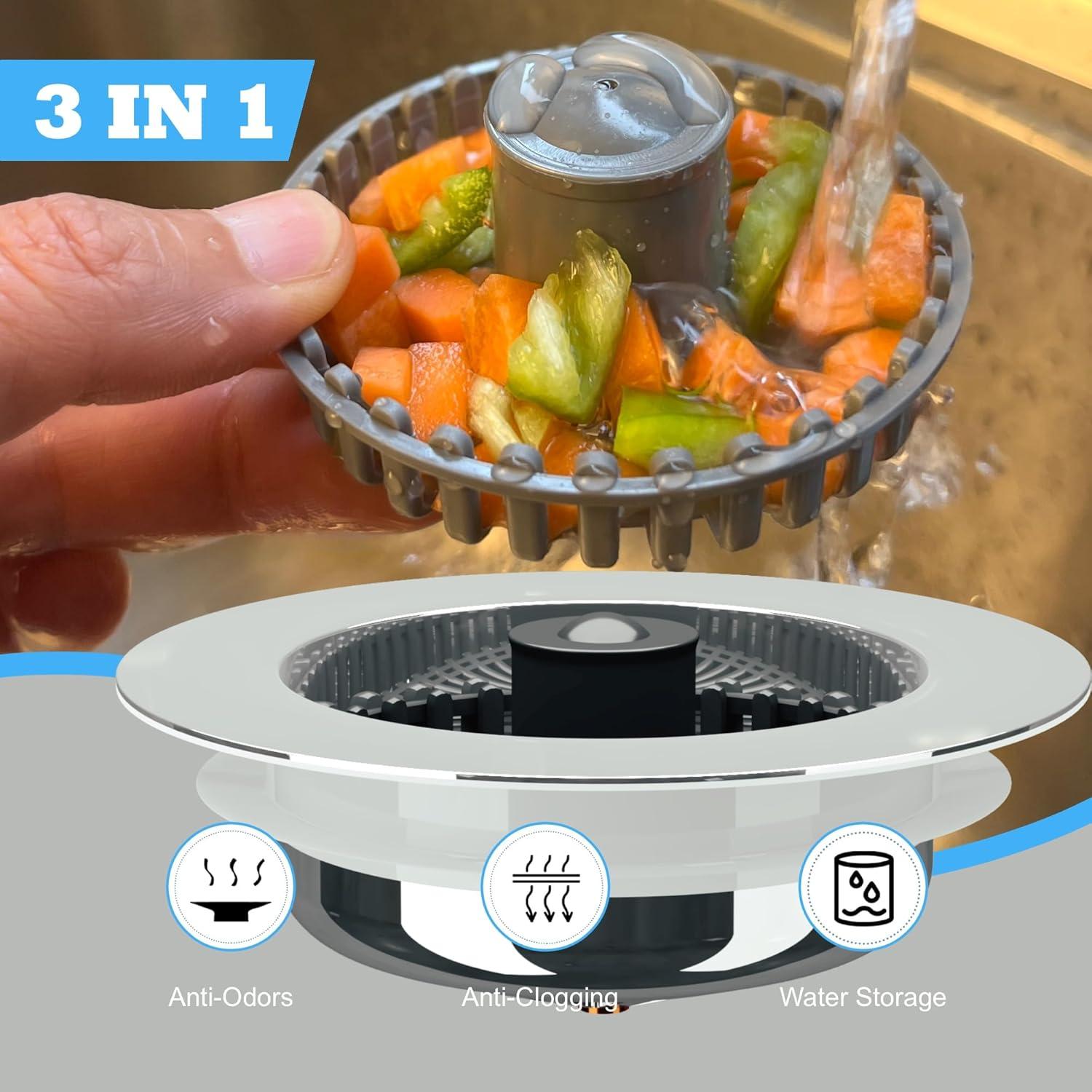 Colador y tapón de desagüe YKWL 3 en 1 Cromo 8,89 cm