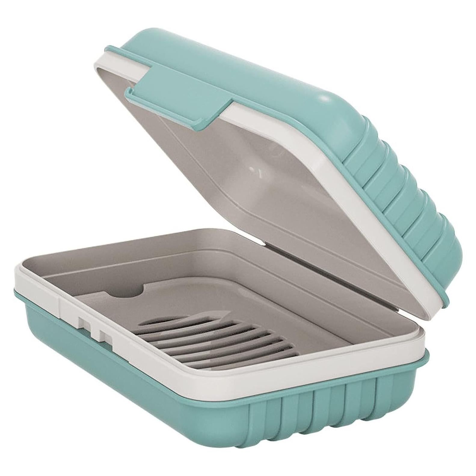 Caja de Jabón de Viaje Doter Azul con Drenaje Automático