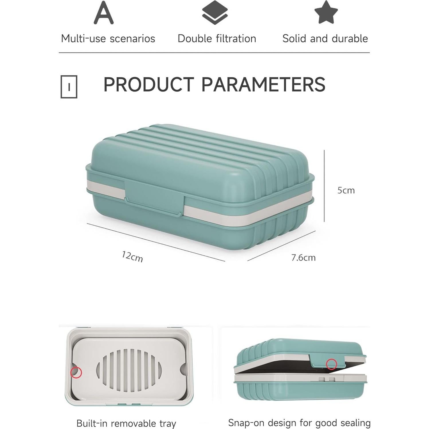 Caja de Jabón de Viaje Doter Azul con Drenaje Automático