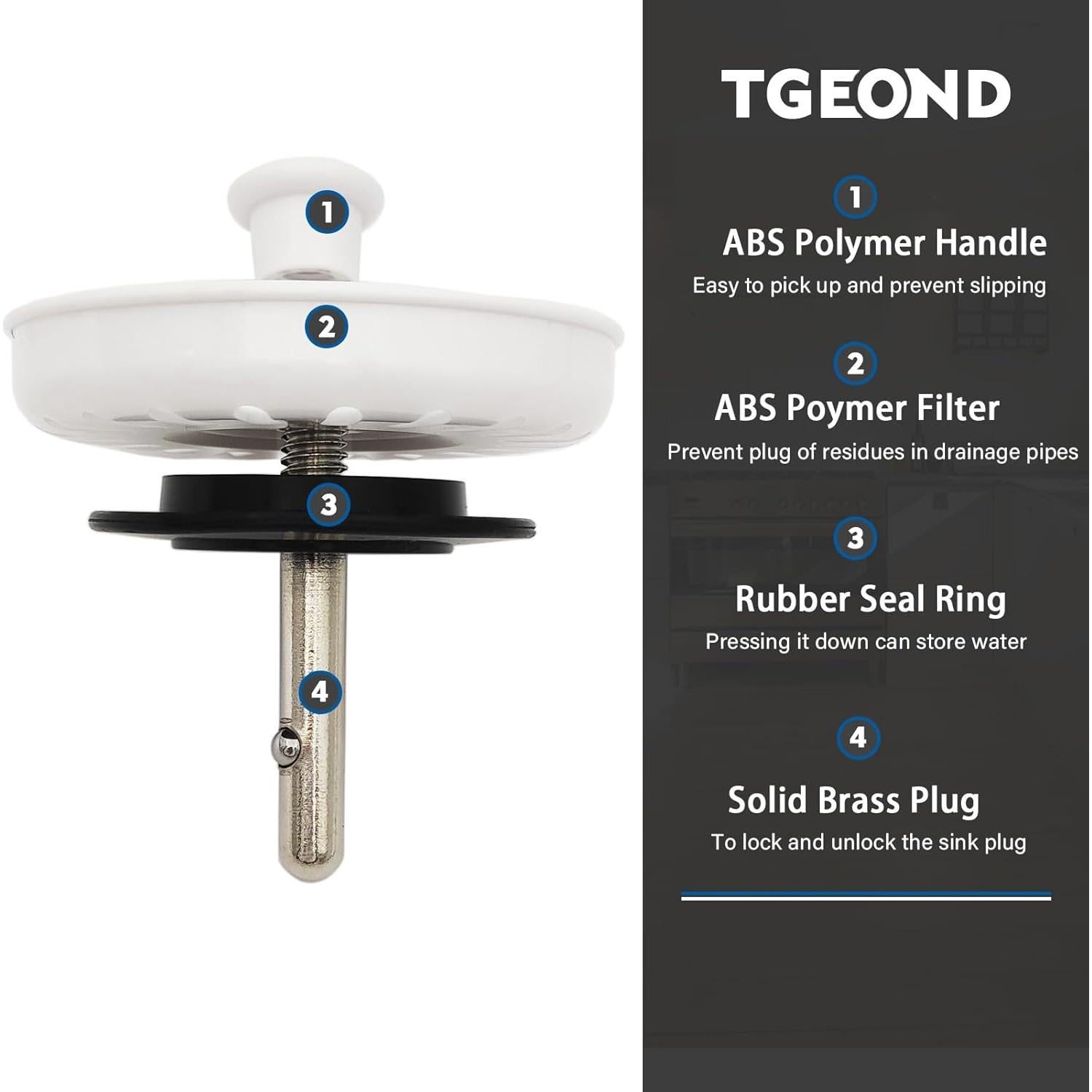 Canasta de Drenaje TGEOND Blanca 8.89 cm con Tapón de Latón