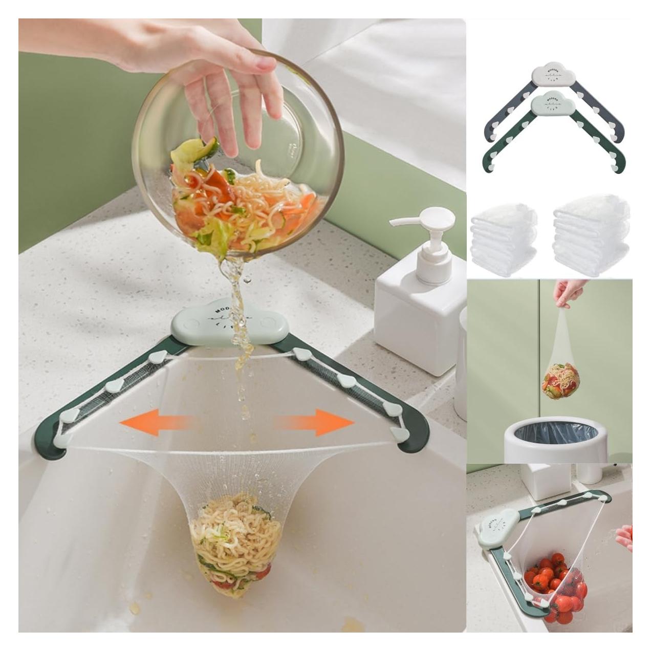 Colador de esquina para fregadero QIMMYGS + 100 bolsas desechables