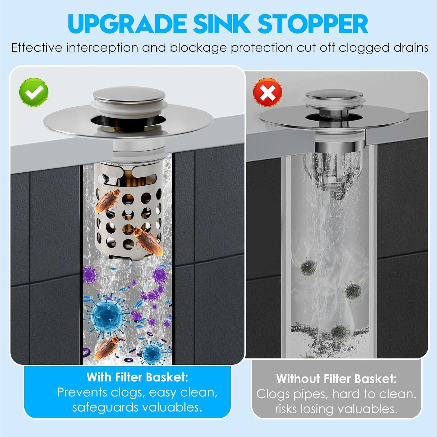 Colador de desagüe lavabo NADTLSS acero inoxidable 5 cm