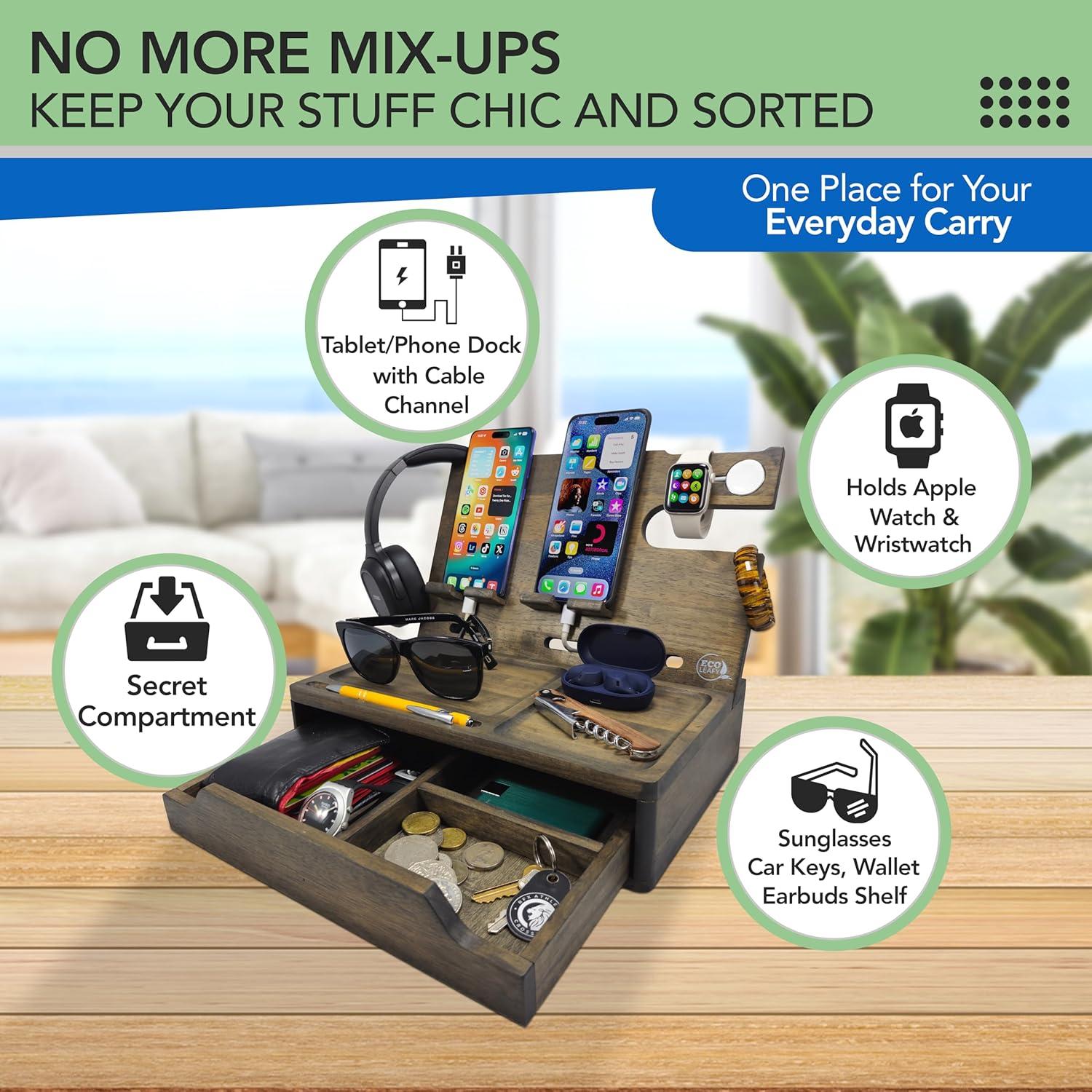 Organizador de Mesita de Noche EcoLeafy Dot - Carga y Almacenaje