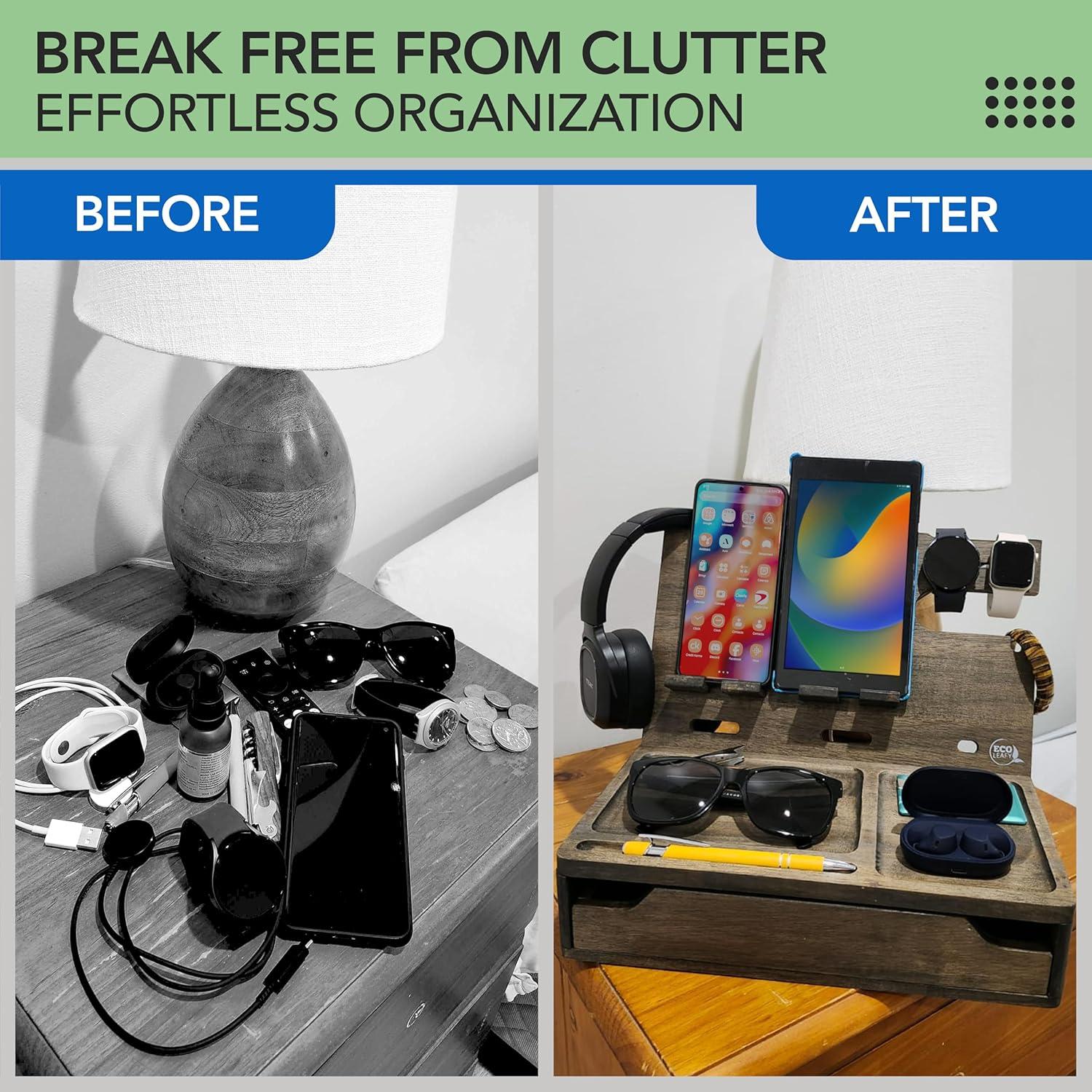 Organizador de Mesita de Noche EcoLeafy Dot - Carga y Almacenaje