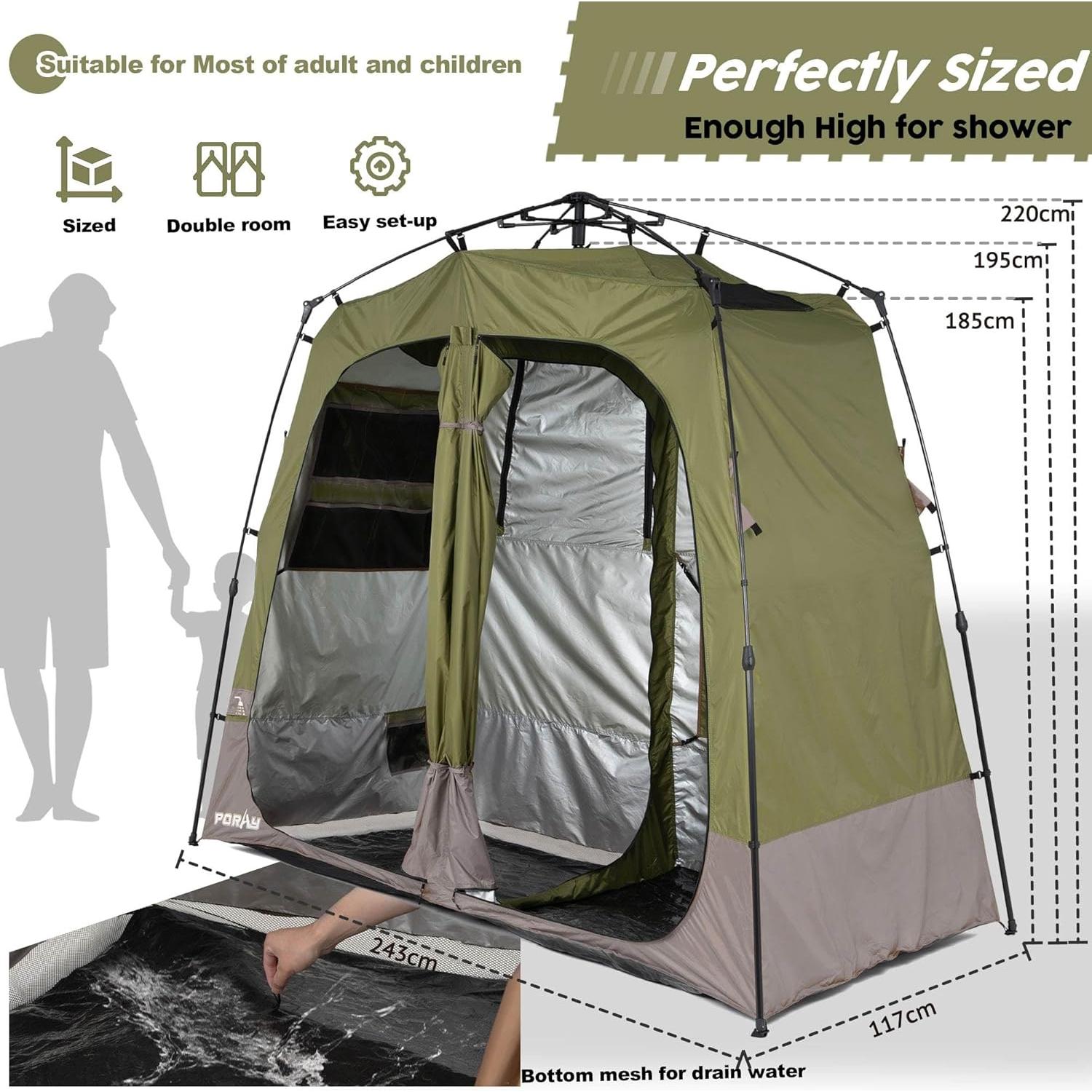 Tienda de Ducha Camping porayhut BATH 2 Habitaciones Verde