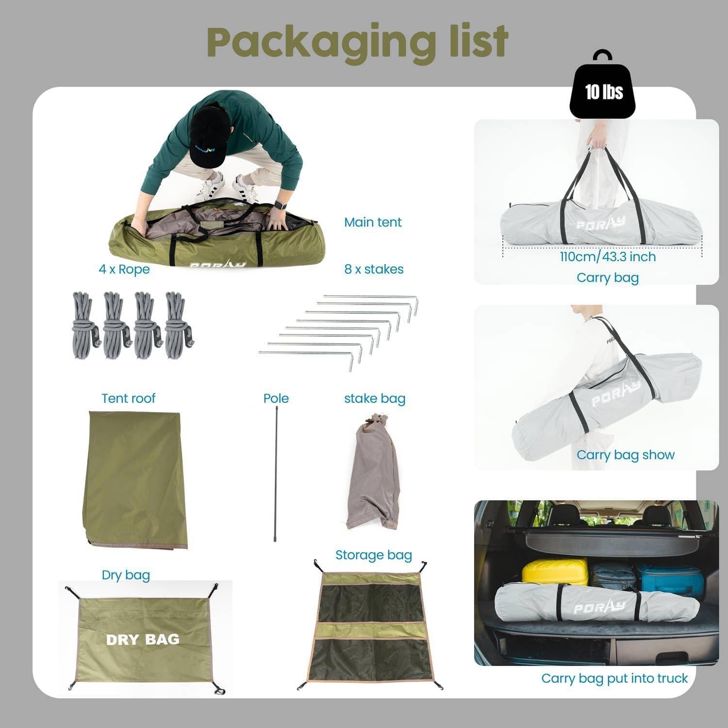 Tienda de Ducha Camping porayhut BATH 2 Habitaciones Verde