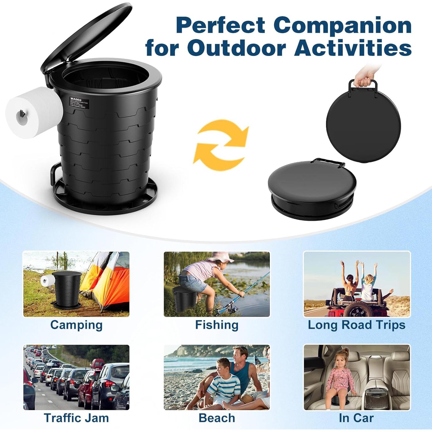 Inodoro Portátil PAHTTO Ajustable para Camping y Viajes