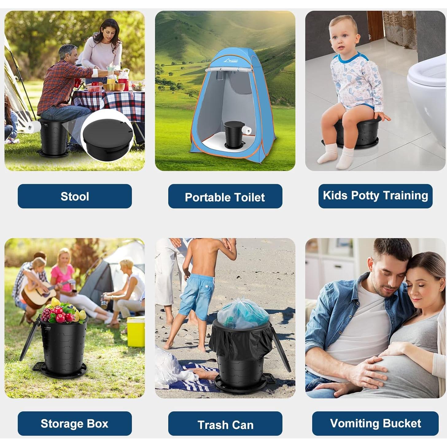 Inodoro Portátil PAHTTO Ajustable para Camping y Viajes