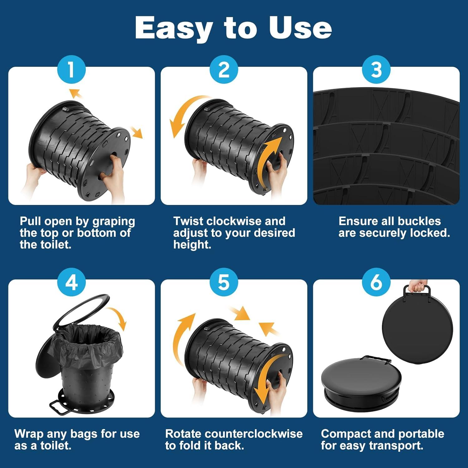 Inodoro Portátil PAHTTO Ajustable para Camping y Viajes