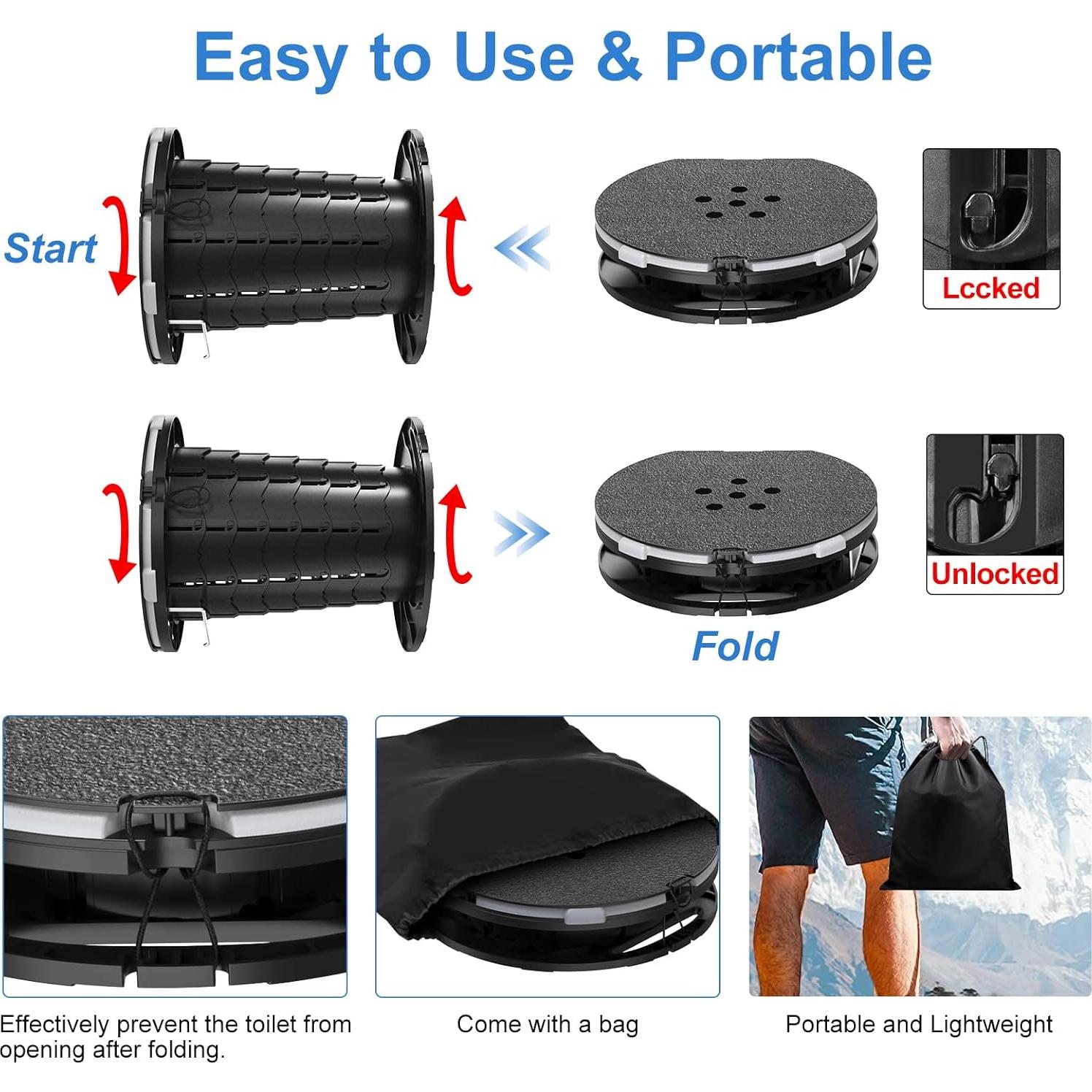 Inodoro Portátil CKE Plegable 300LBS Ajustable Camping