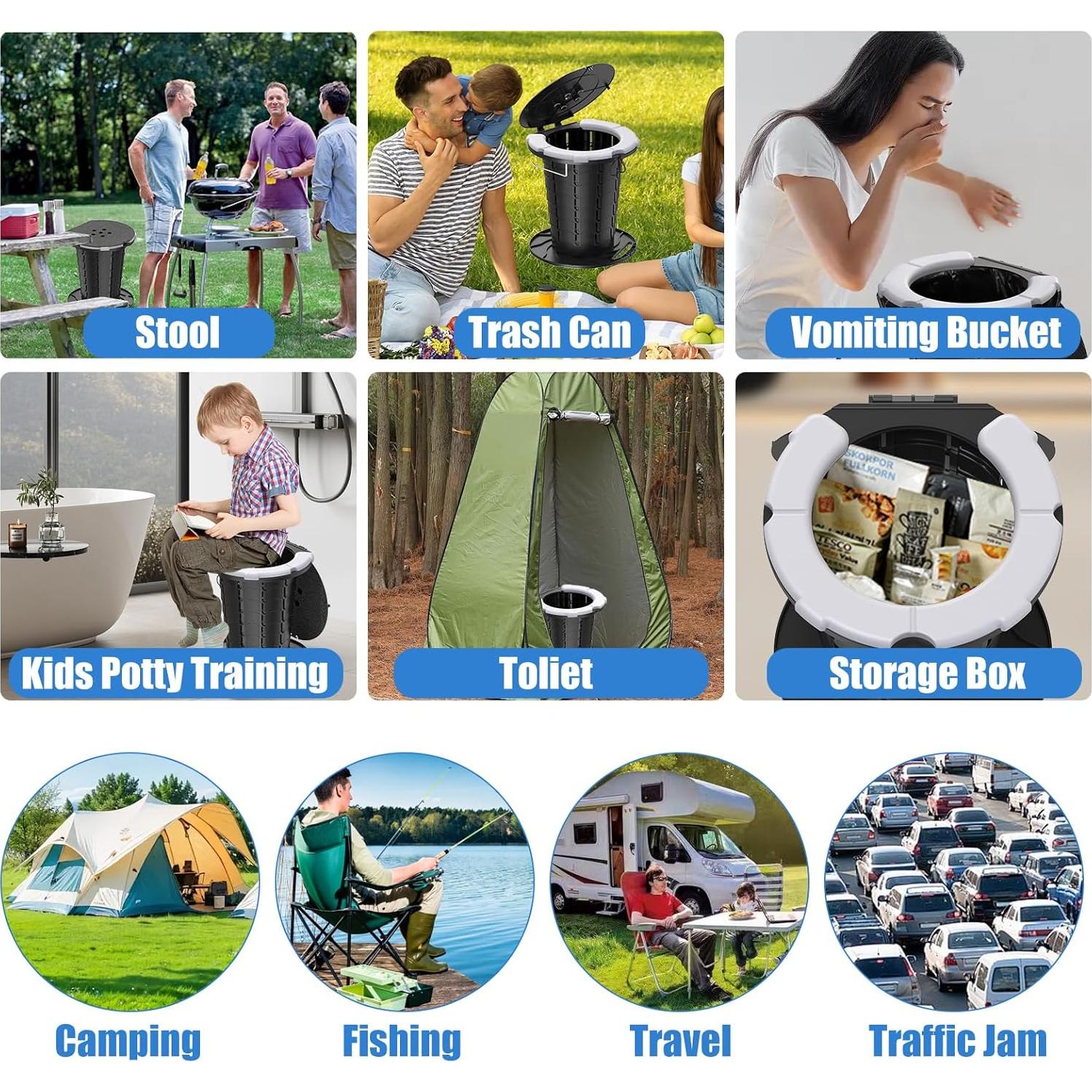 Inodoro Portátil CKE Plegable 300LBS Ajustable Camping