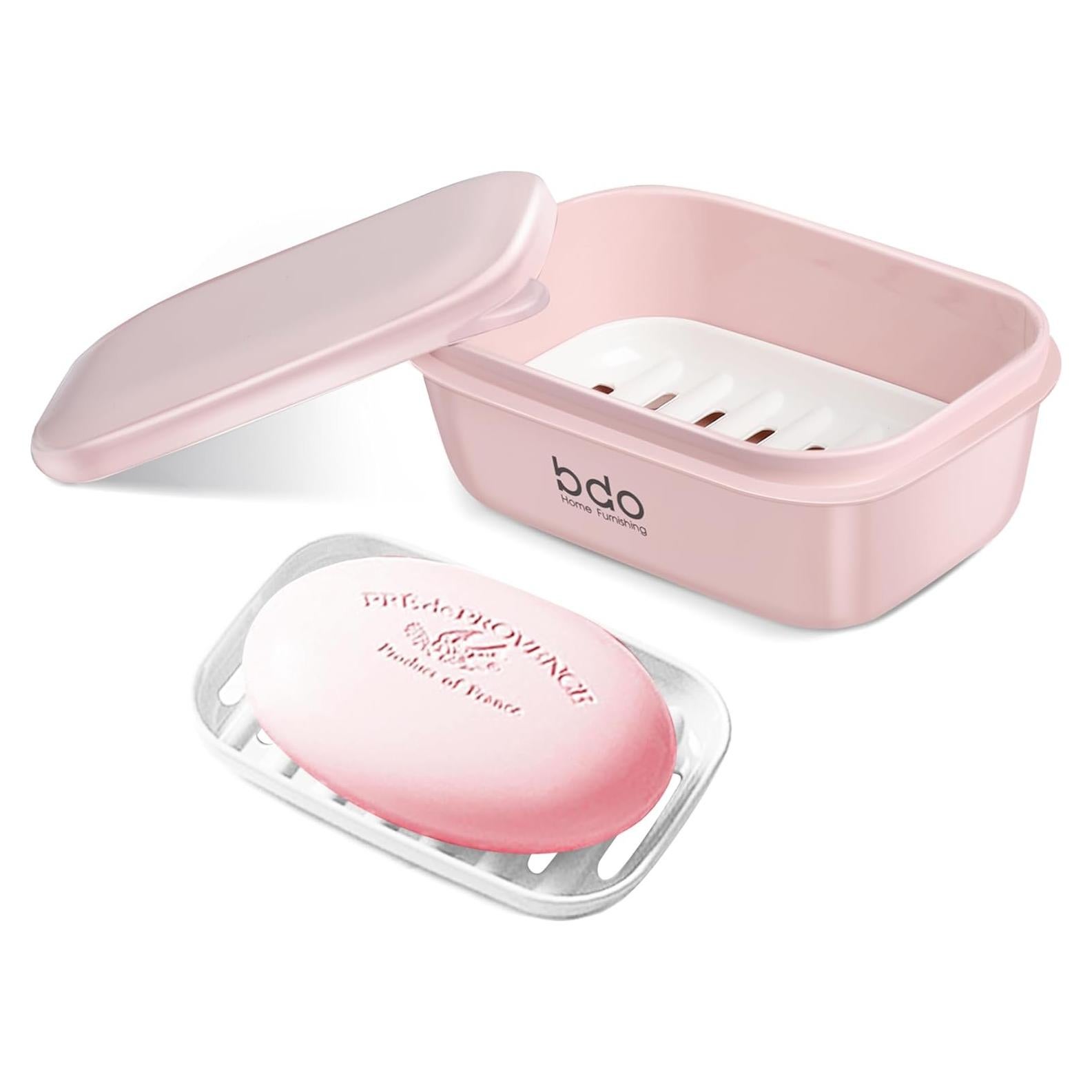 Estuche de Jabón de Viaje PEISAINOX Rosa a Prueba de Fugas