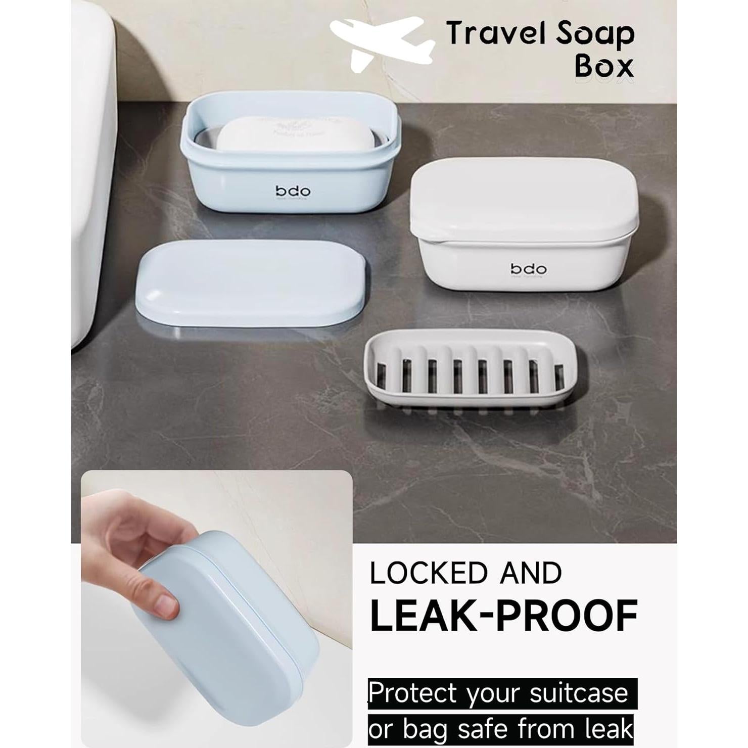 Estuche de Jabón de Viaje PEISAINOX Rosa a Prueba de Fugas