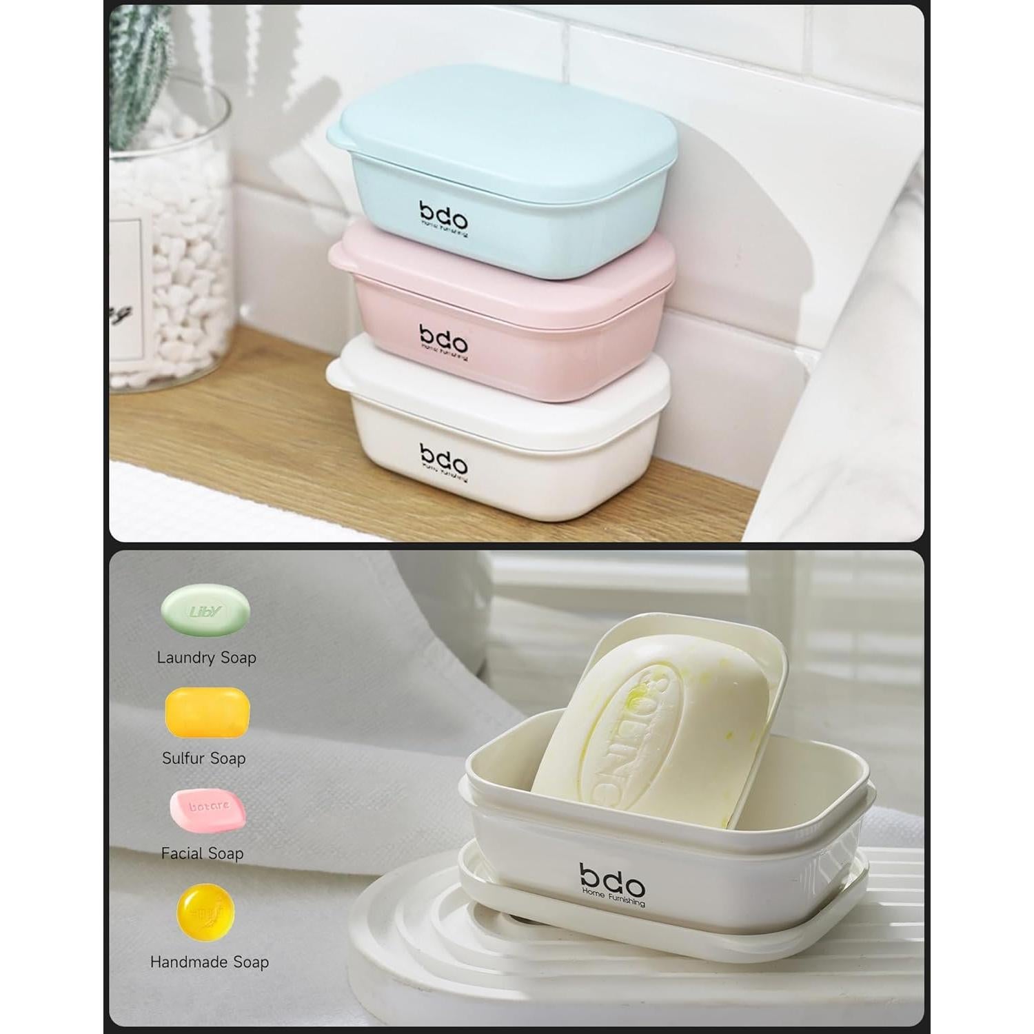 Estuche de Jabón de Viaje PEISAINOX Rosa a Prueba de Fugas