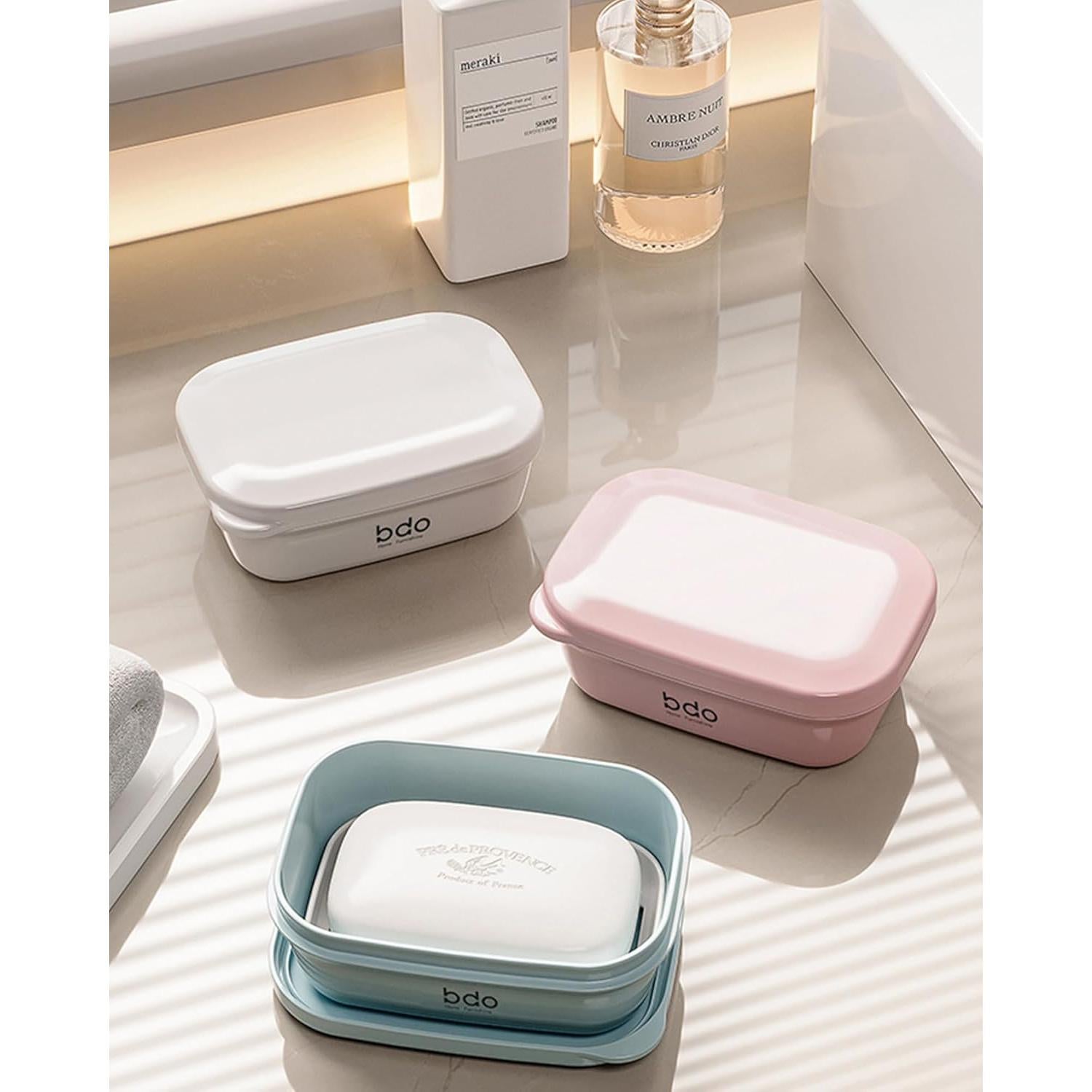 Estuche de Jabón de Viaje PEISAINOX Rosa a Prueba de Fugas