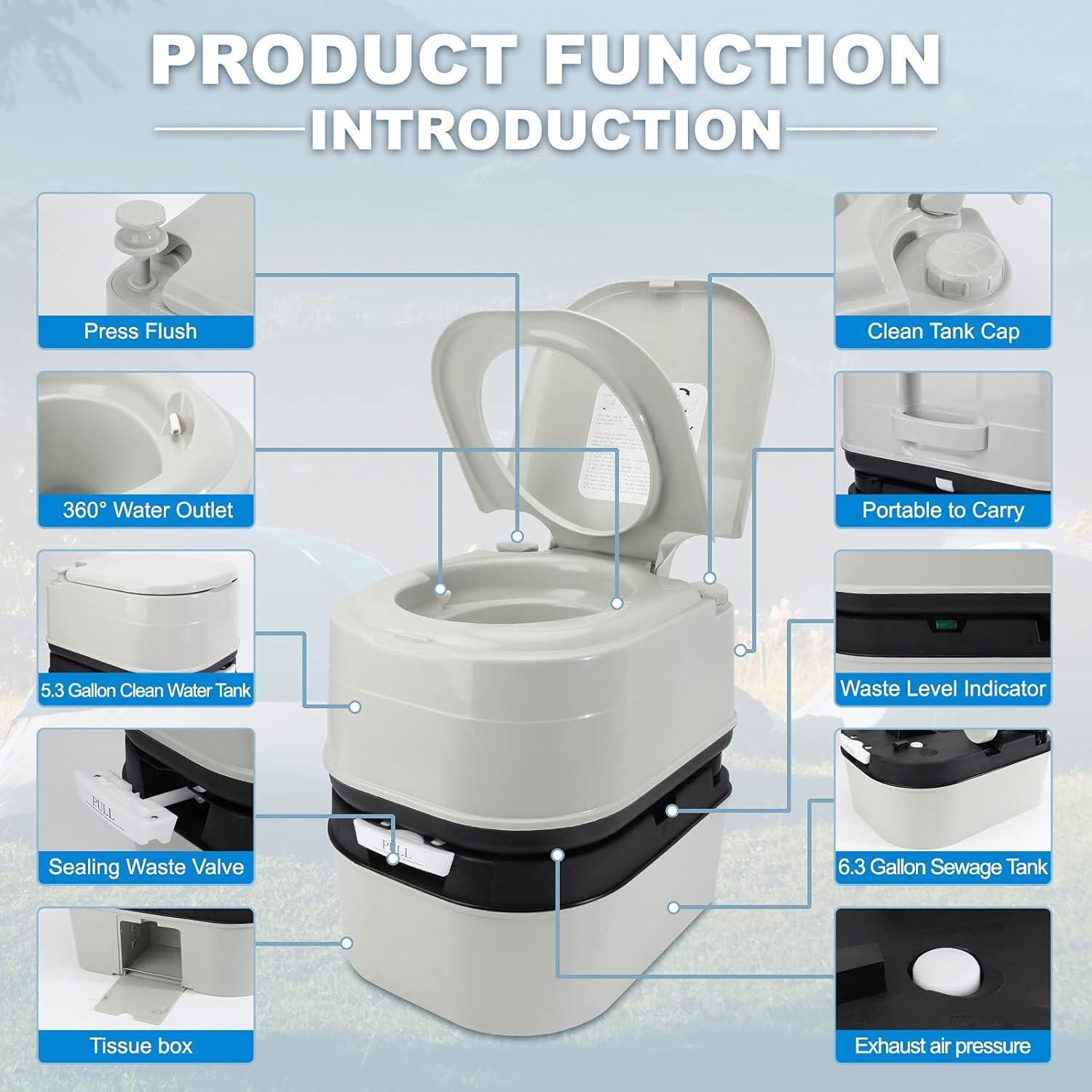 Inodoro Portátil OPL5 24L con Bomba y Mango Desmontable