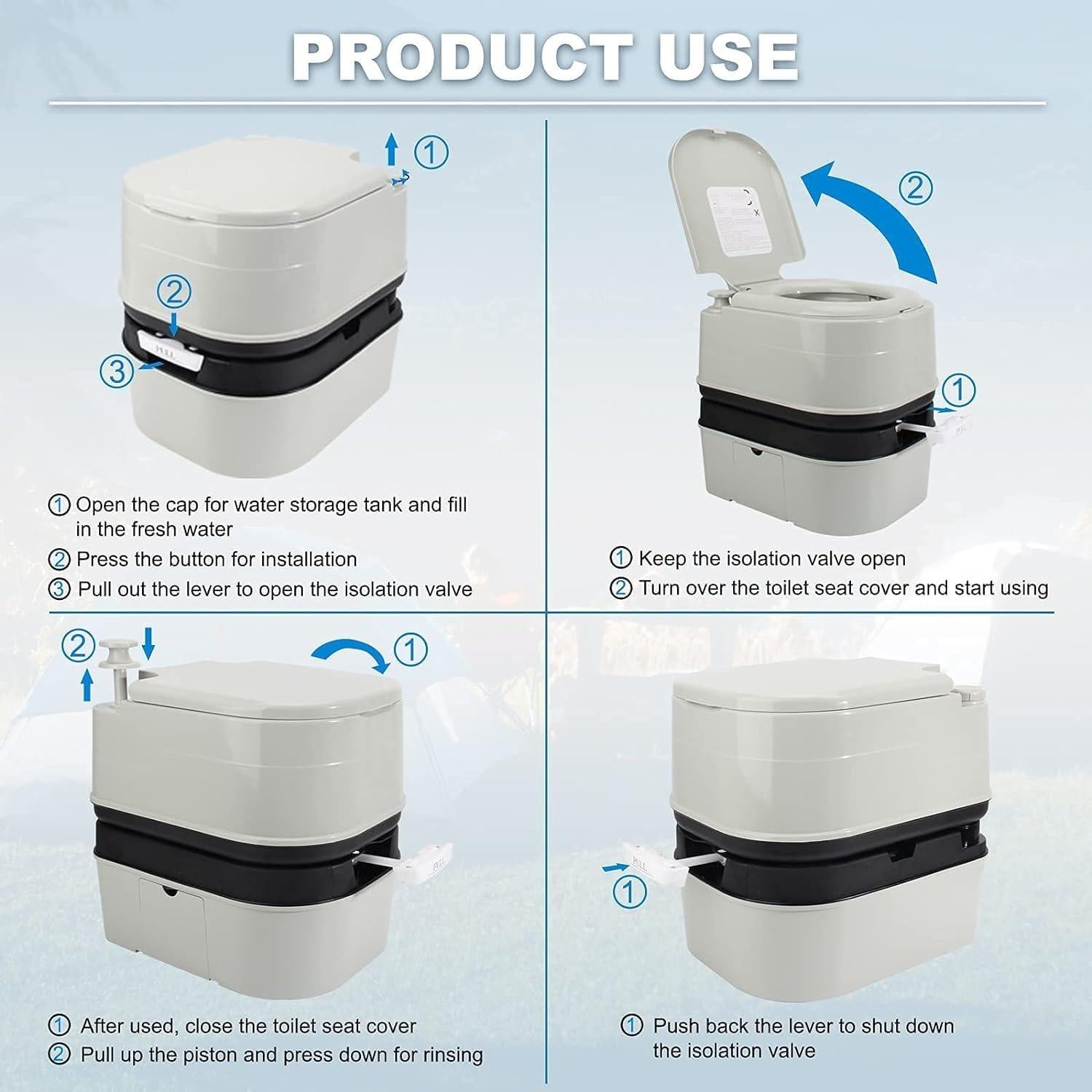 Inodoro Portátil OPL5 24L con Bomba y Mango Desmontable