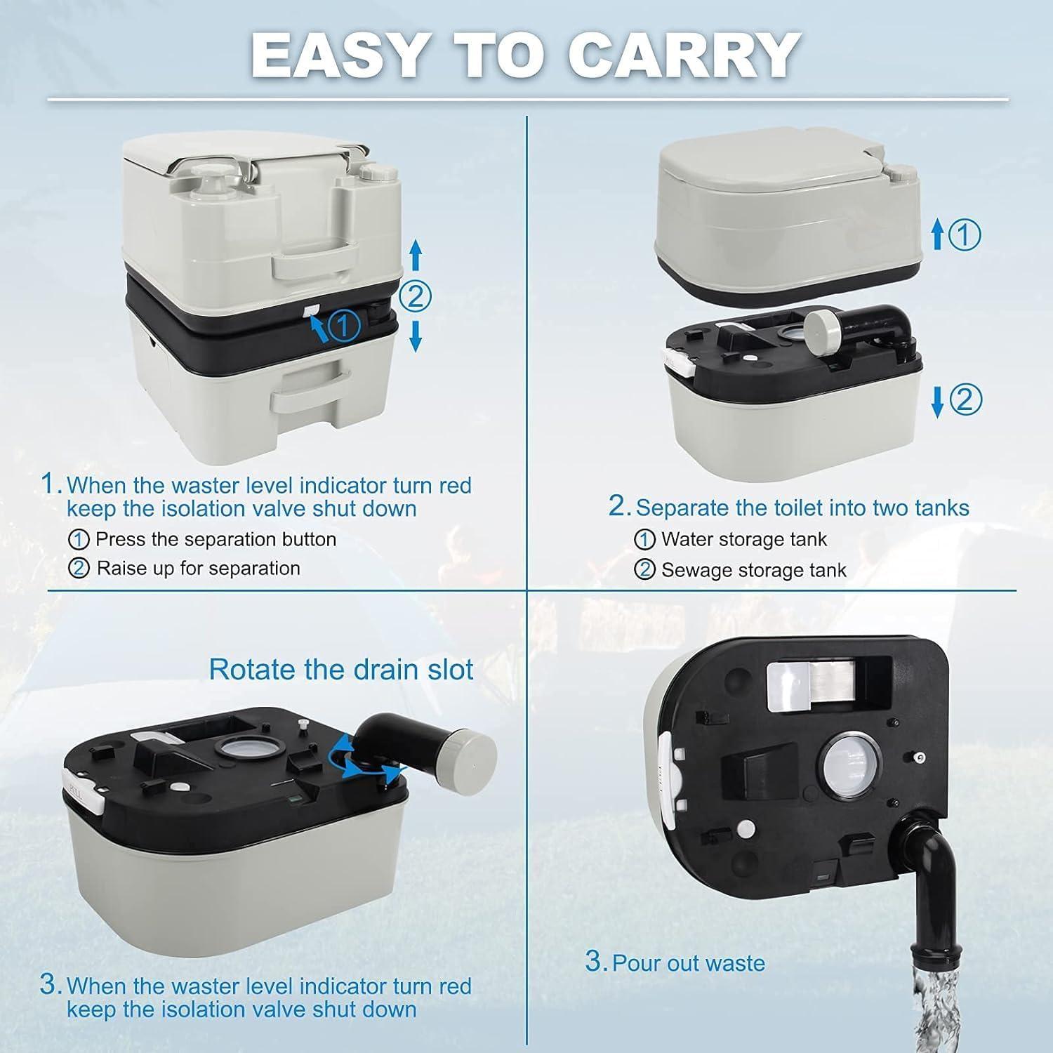 Inodoro Portátil OPL5 24L con Bomba y Mango Desmontable