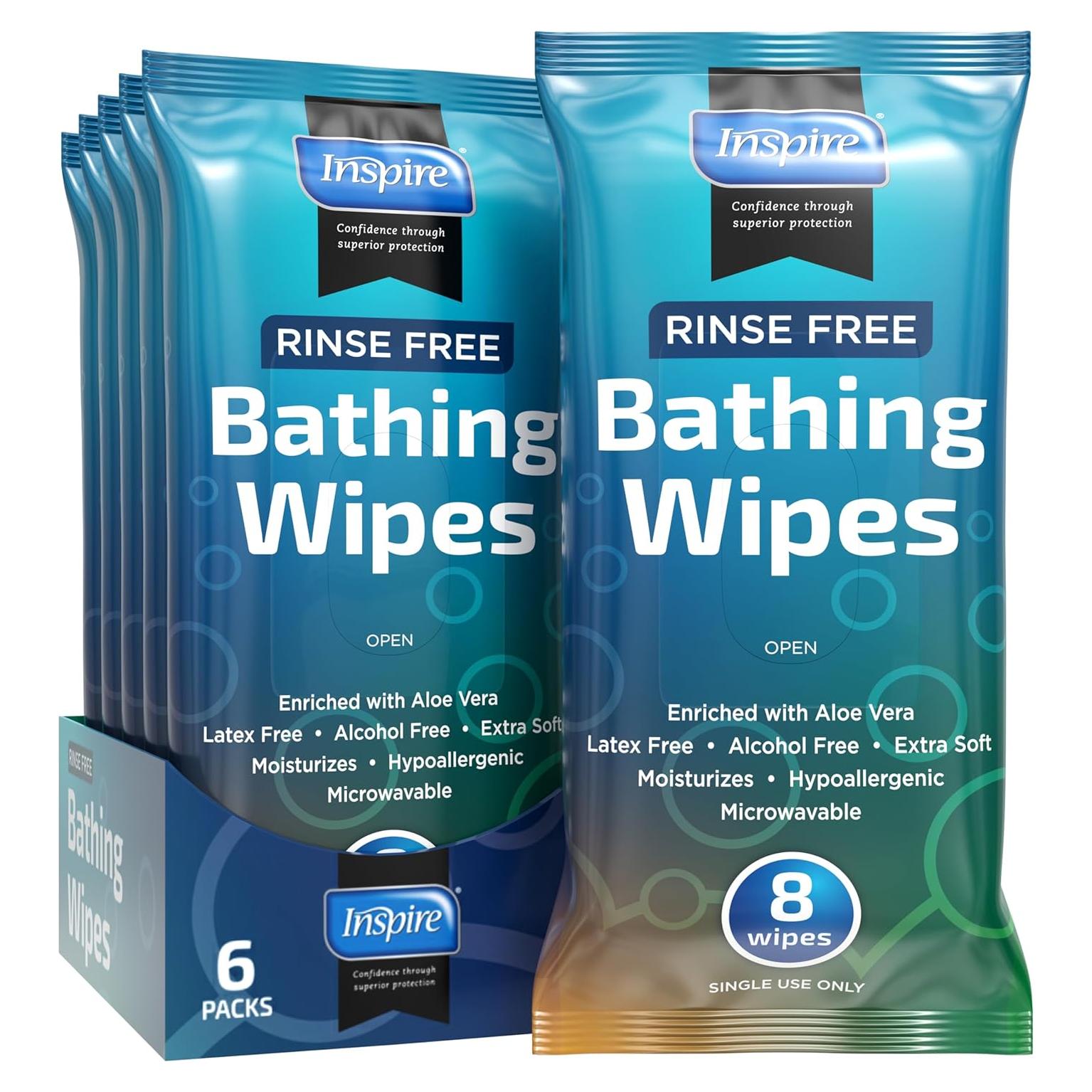 Toallitas de baño Inspire | 6 paquetes de 8 toallitas