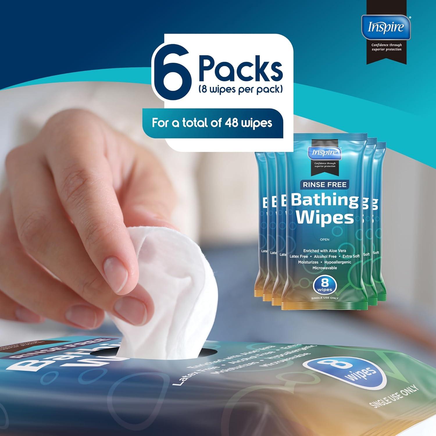 Toallitas de baño Inspire | 6 paquetes de 8 toallitas