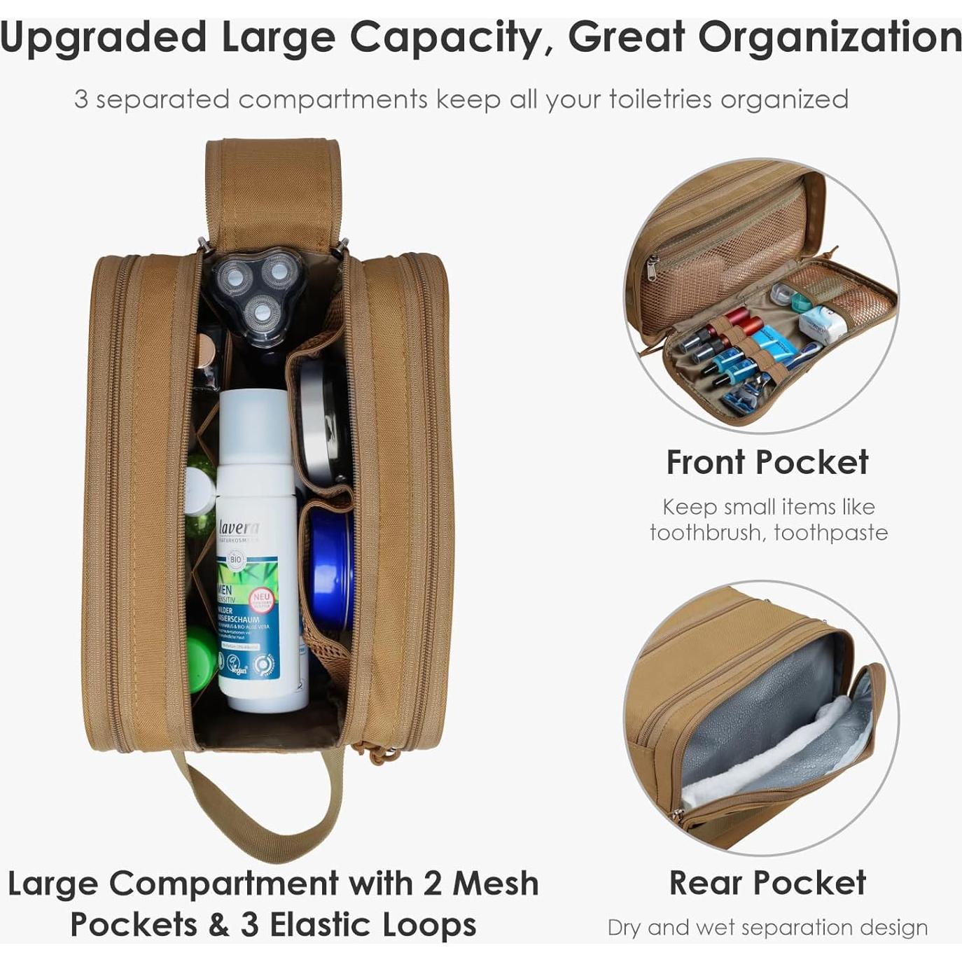 Bolsa de Aseo TACTICISM Marrón - Kit Dopp Táctico 29x17 cm