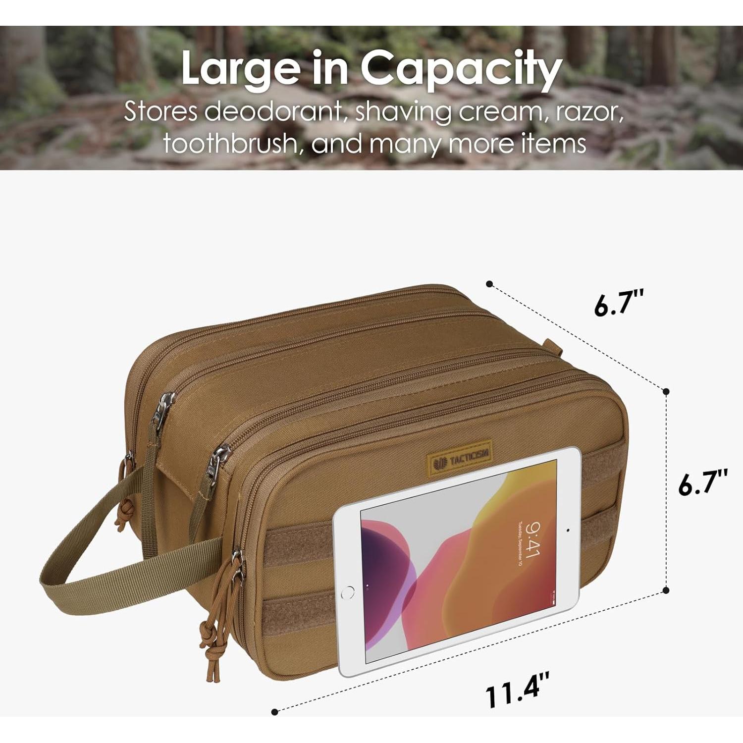 Bolsa de Aseo TACTICISM Marrón - Kit Dopp Táctico 29x17 cm