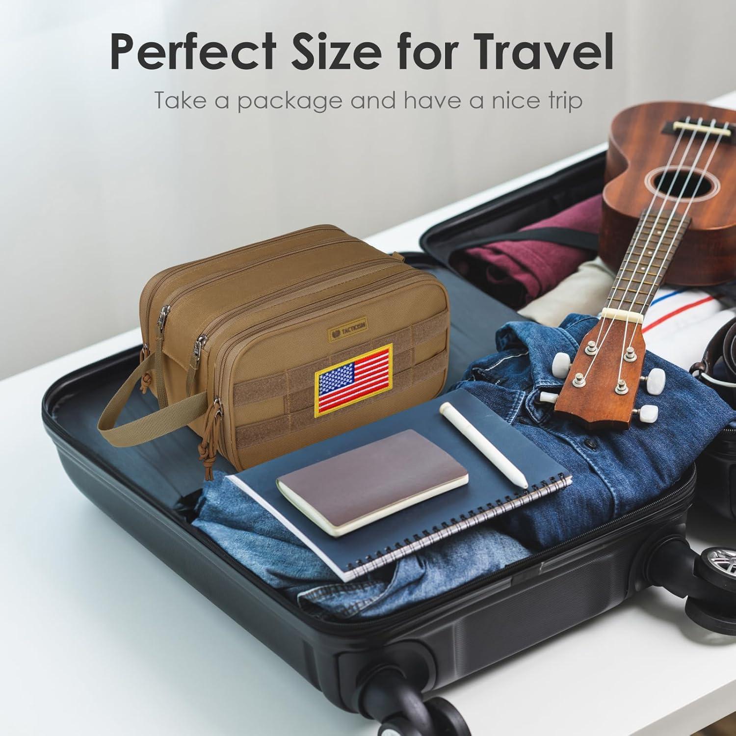 Bolsa de Aseo TACTICISM Marrón - Kit Dopp Táctico 29x17 cm