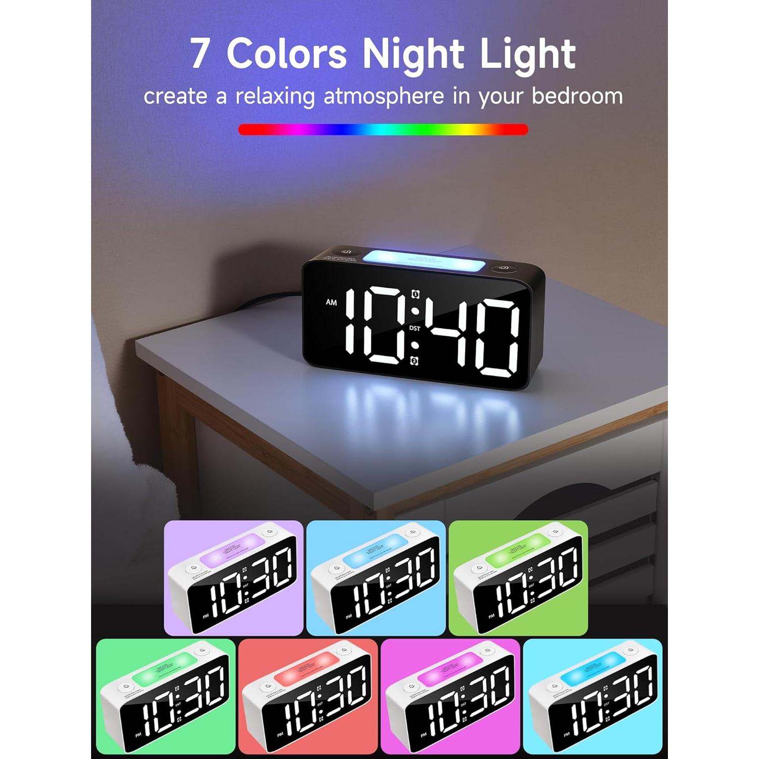 Reloj Despertador Digital Cadmos RGB 16cm Alarma Ruidosa