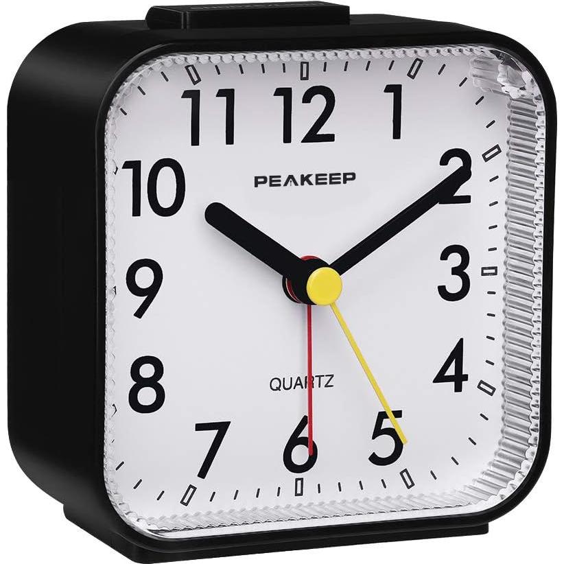 Reloj Despertador Analógico Peakeep Negro Sin Tictac