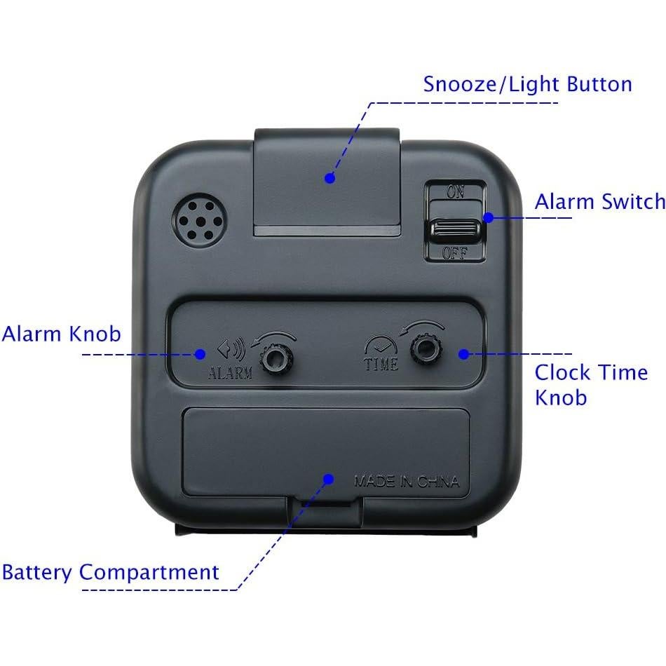 Reloj Despertador Analógico Peakeep Negro Sin Tictac