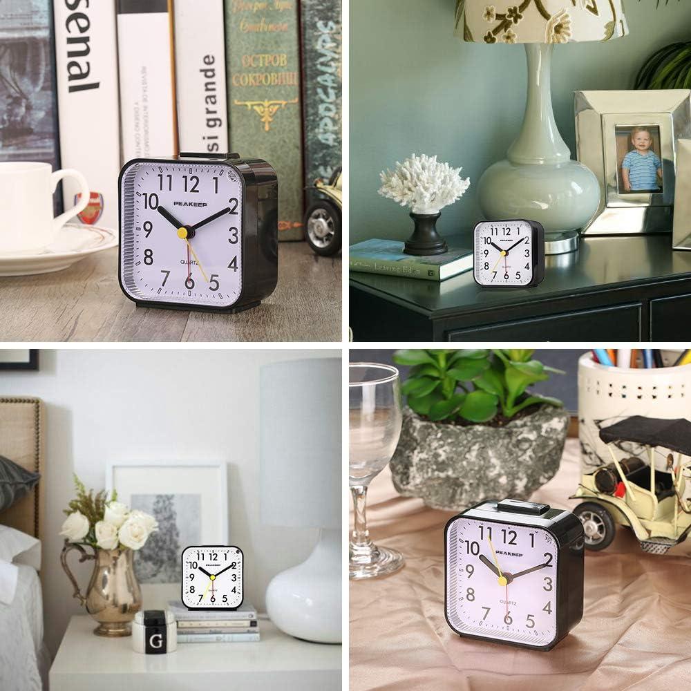 Reloj Despertador Analógico Peakeep Negro Sin Tictac