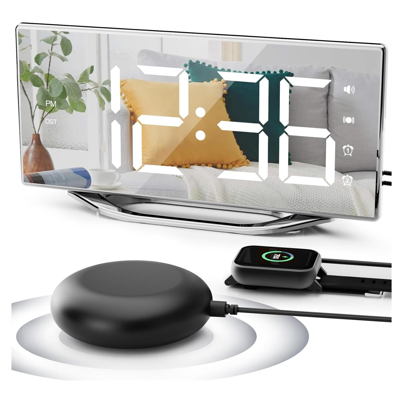 Reloj Despertador Digital PPLEE con Sacudidor y USB 8.7"