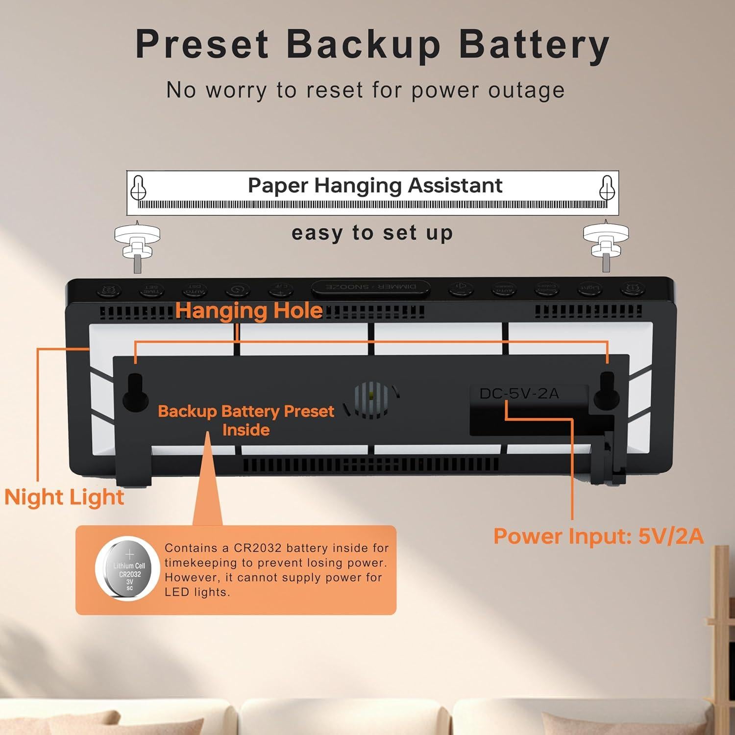 Reloj Despertador Digital JALL 10.5'' Pantalla LED RGB