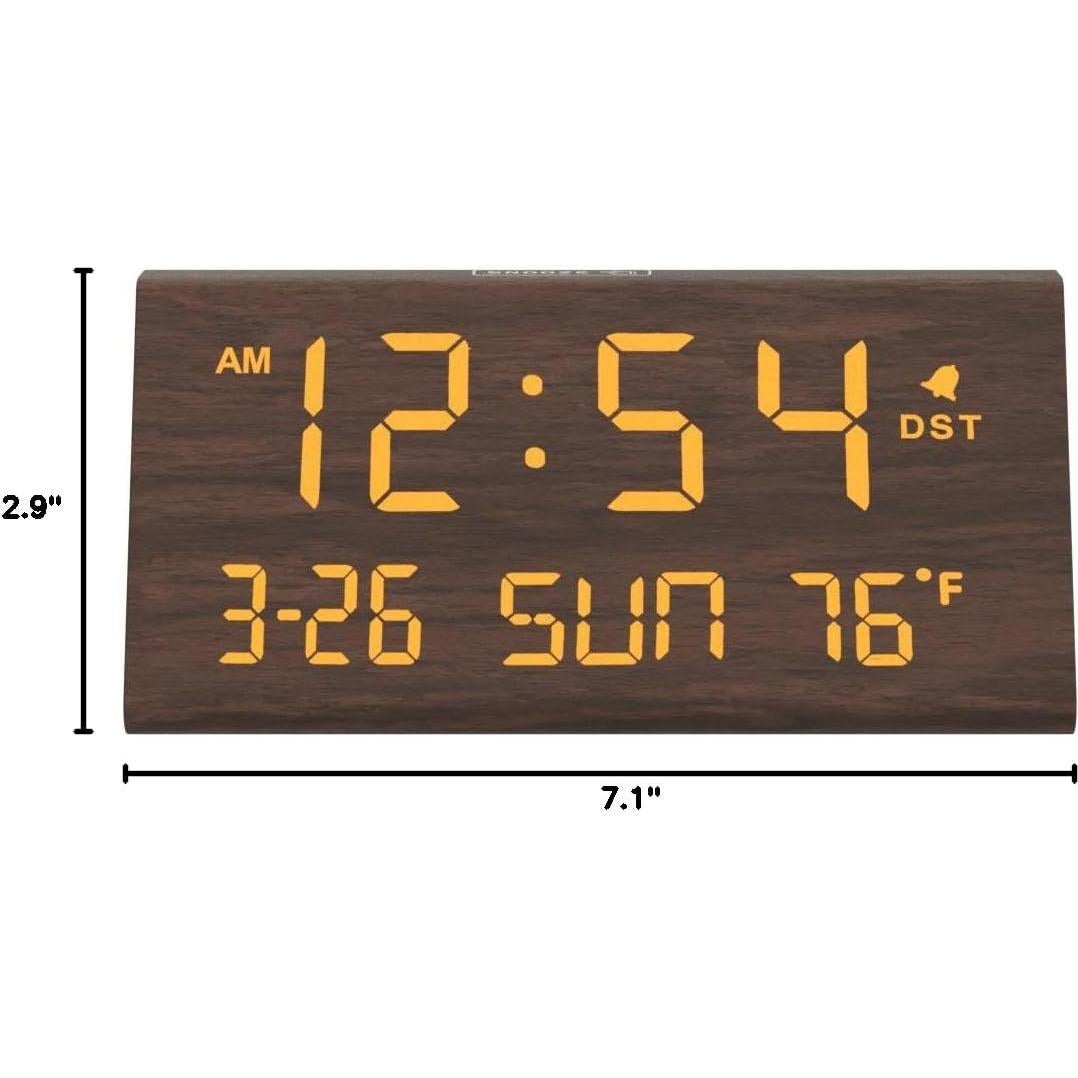 Reloj Despertador Digital DreamSky Madera con USB y Brillo Ajustable