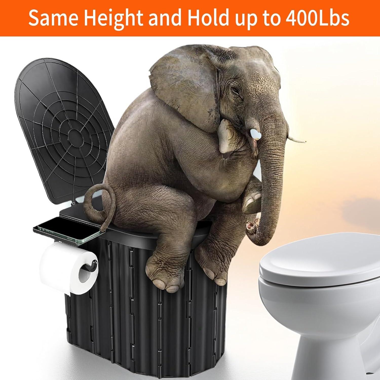 Inodoro portátil UOPBYEA para acampar con cojín y soporte