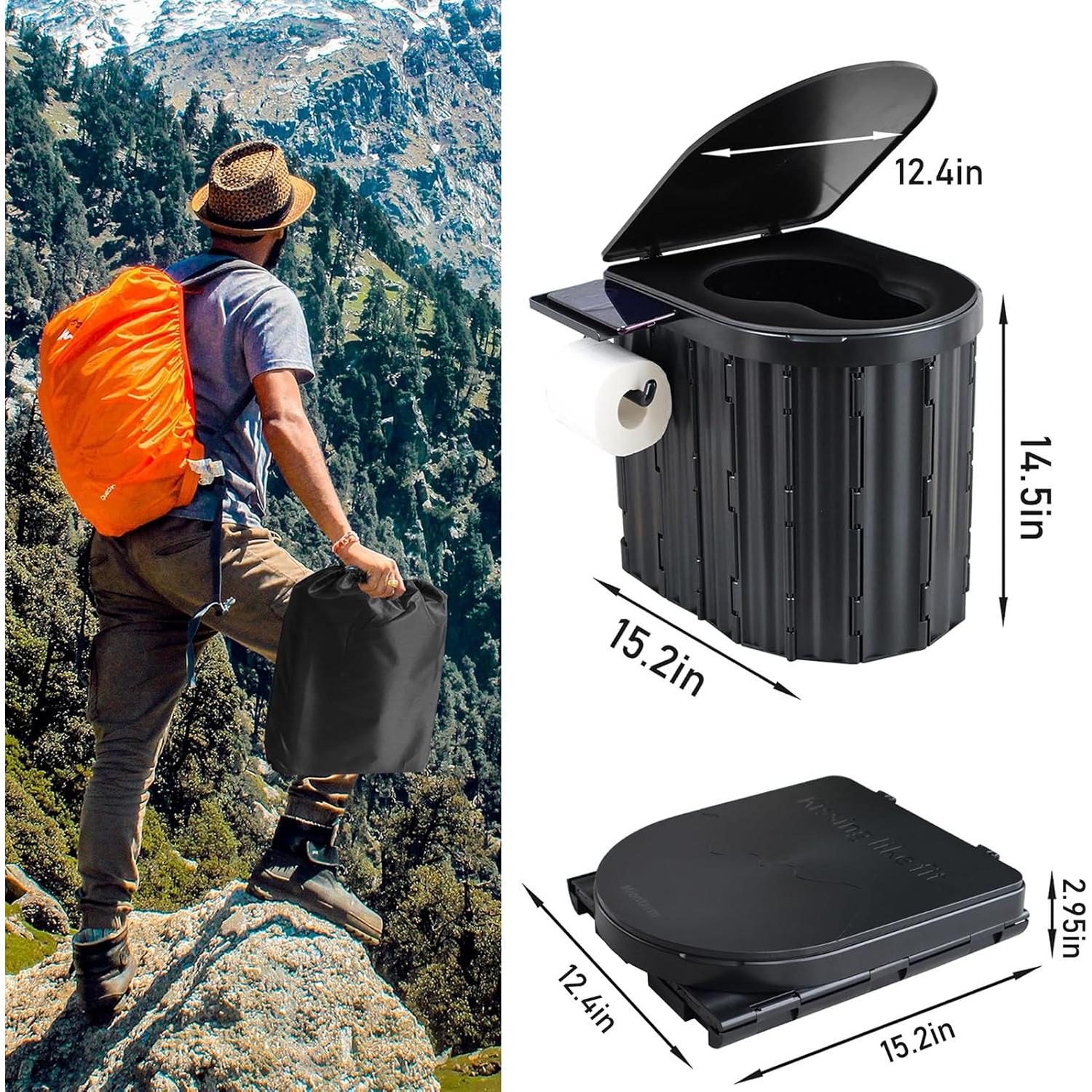 Inodoro portátil UOPBYEA para acampar con cojín y soporte