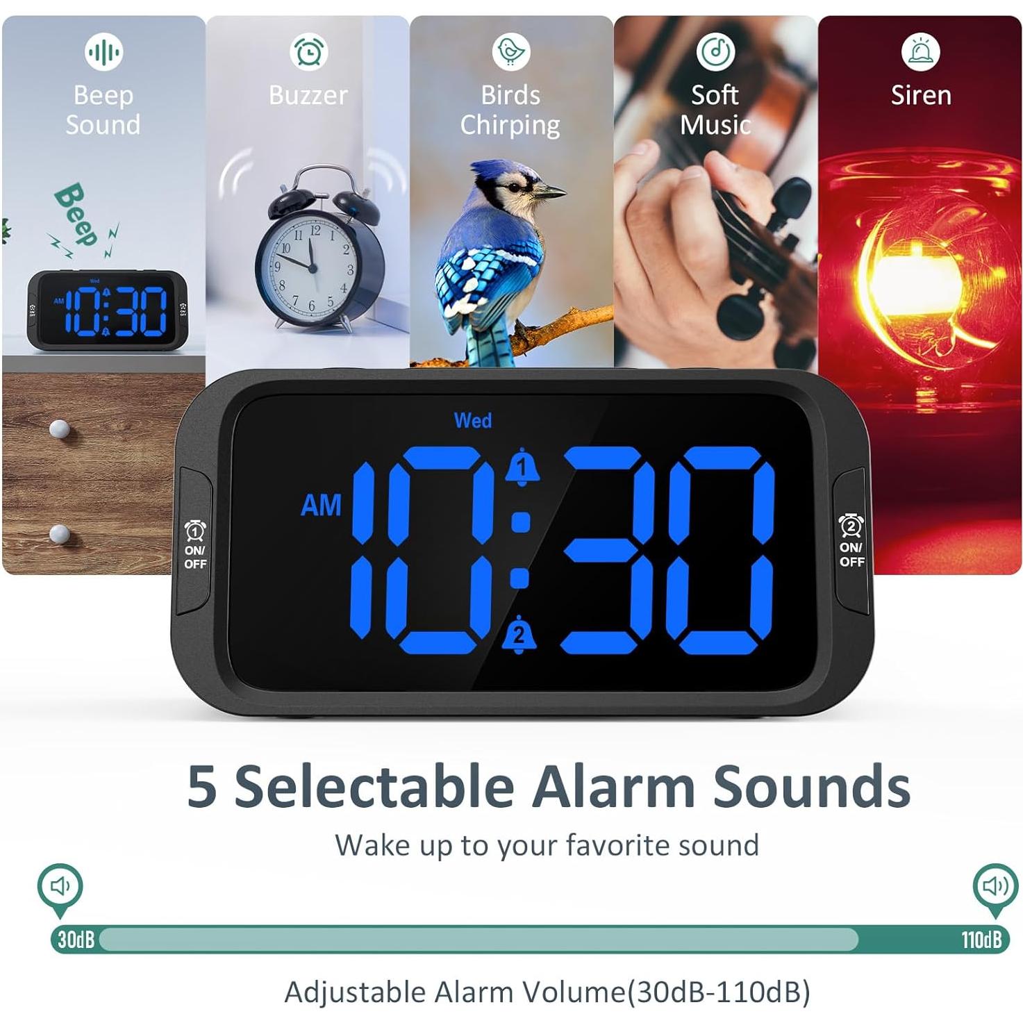 Reloj Despertador Digital Odokee UE-218 Azul con USB