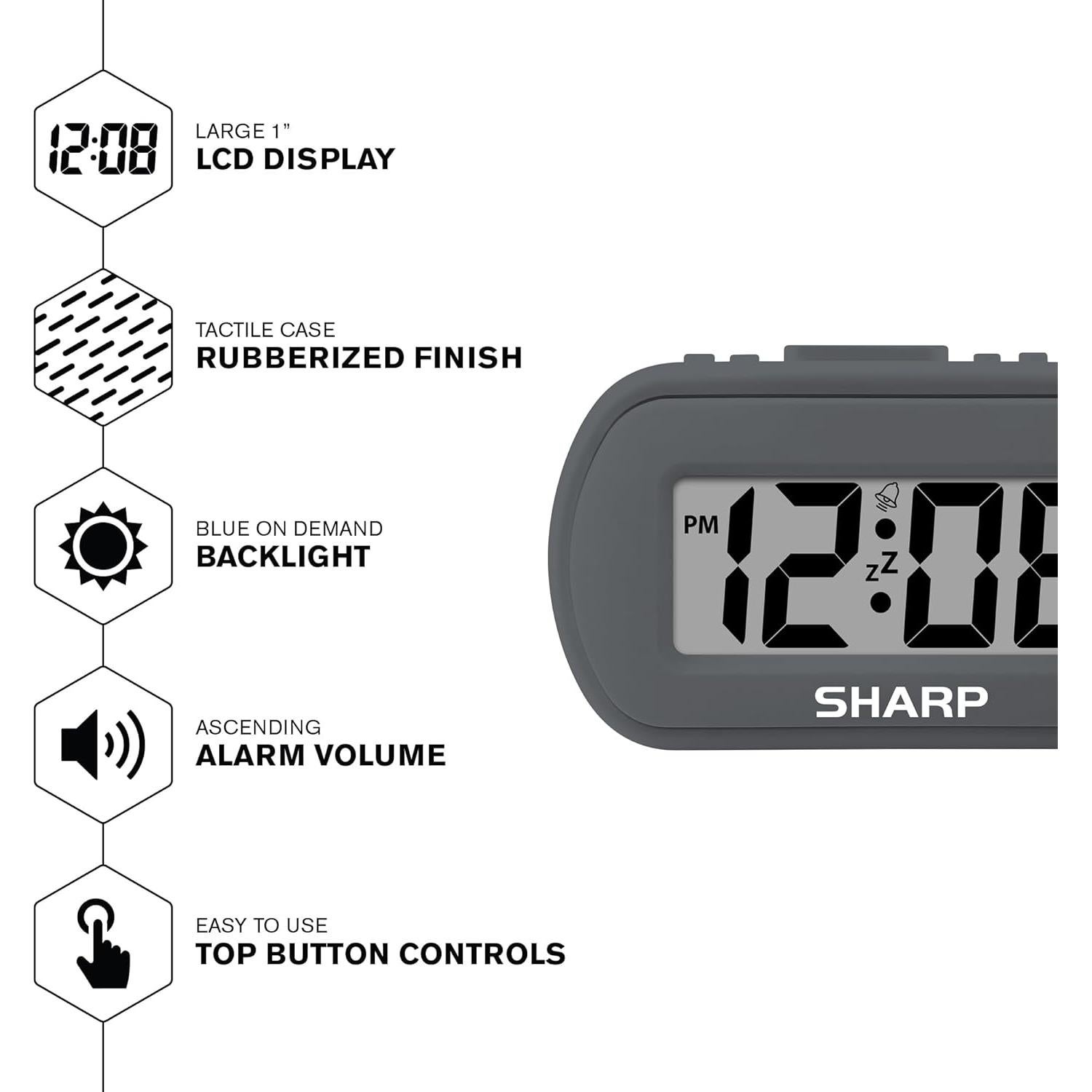 Reloj Despertador Digital SHARP SPC483 - Negro Carbón
