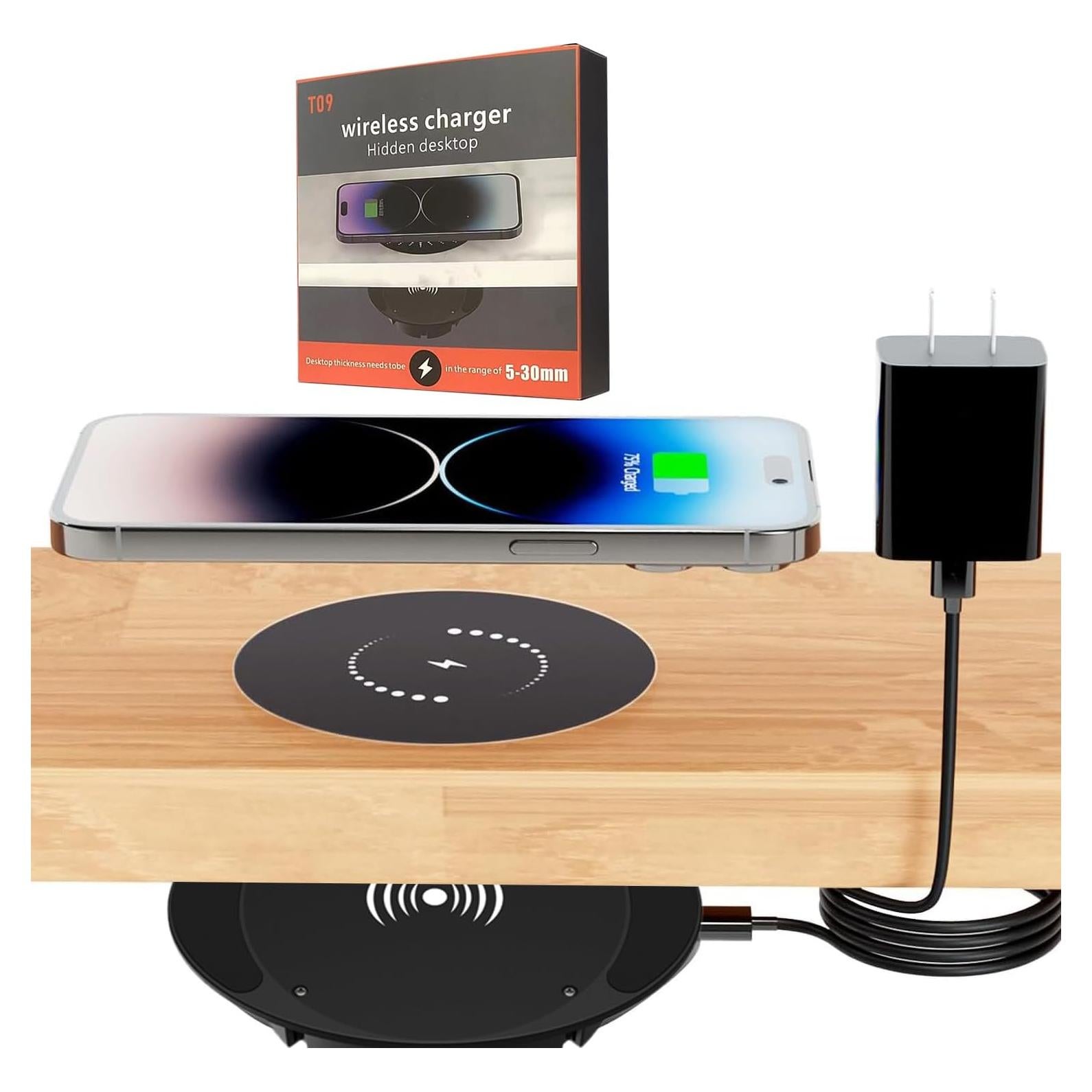 Cargador Inalámbrico Invisible Hopopower T09 para Escritorio