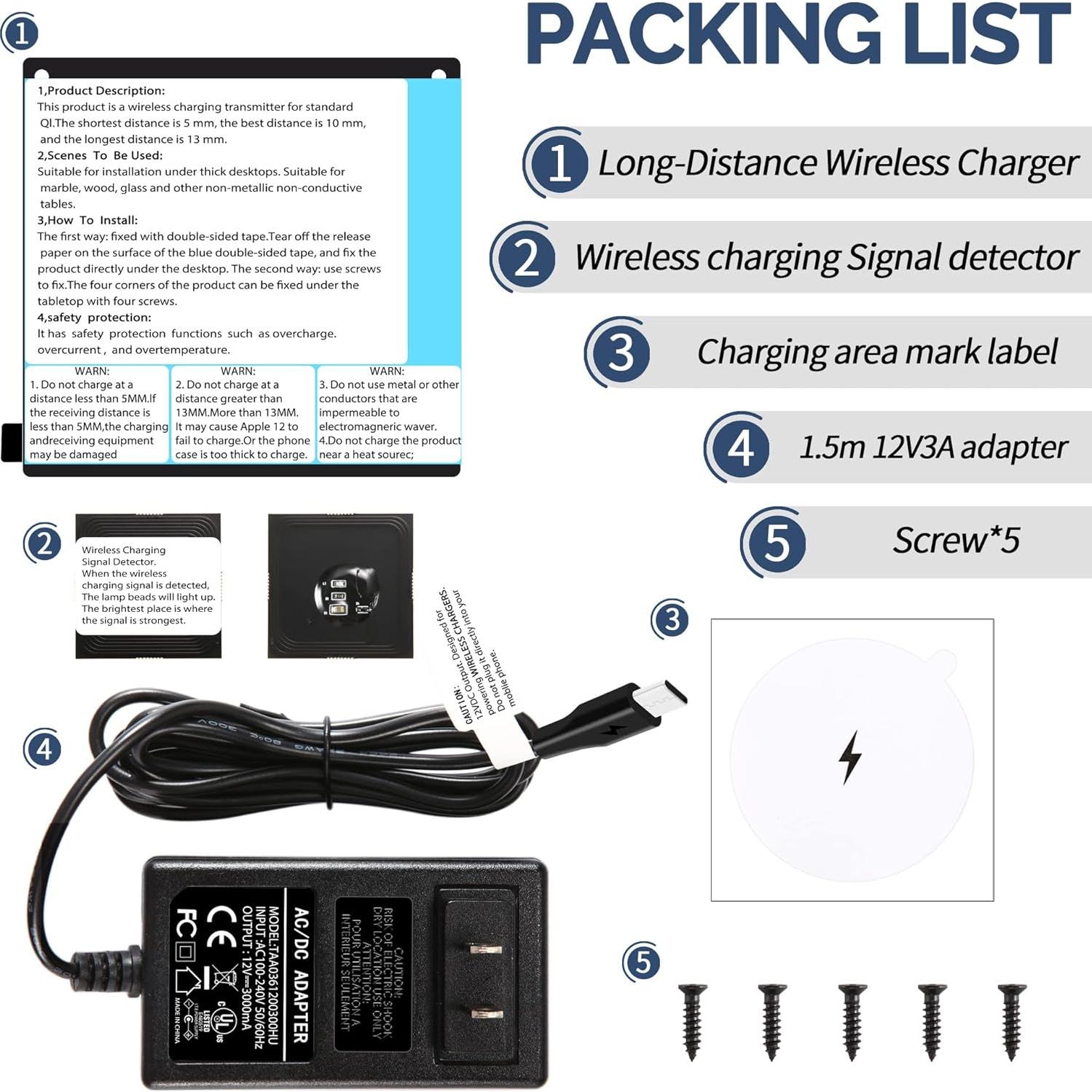 Cargador Inalámbrico Invisible Uumao 10W para iPhone y AirPods