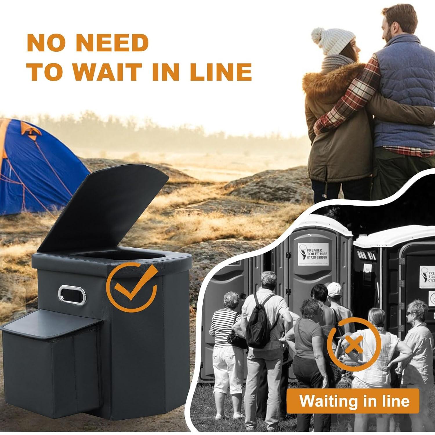 Inodoro Portátil XL Ann Katy Plegable para Camping 40.89 cm