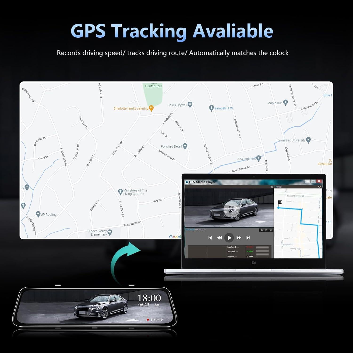 Cámara de Espejo Genérico VC10 12" 4K GPS con Tarjeta 32GB