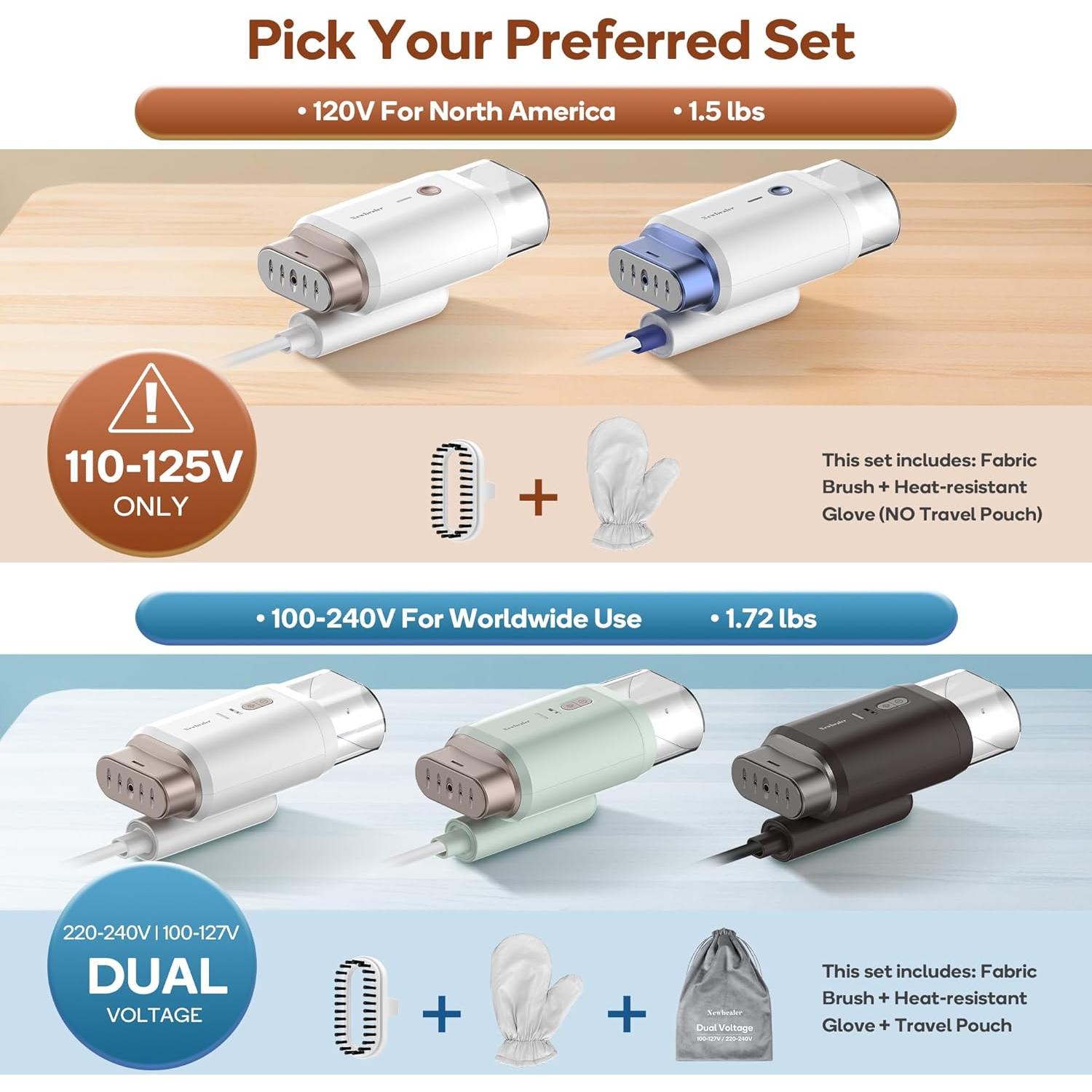 Vaporera de Viaje Newbealer 1200W Plegable 180ml 0.68kg