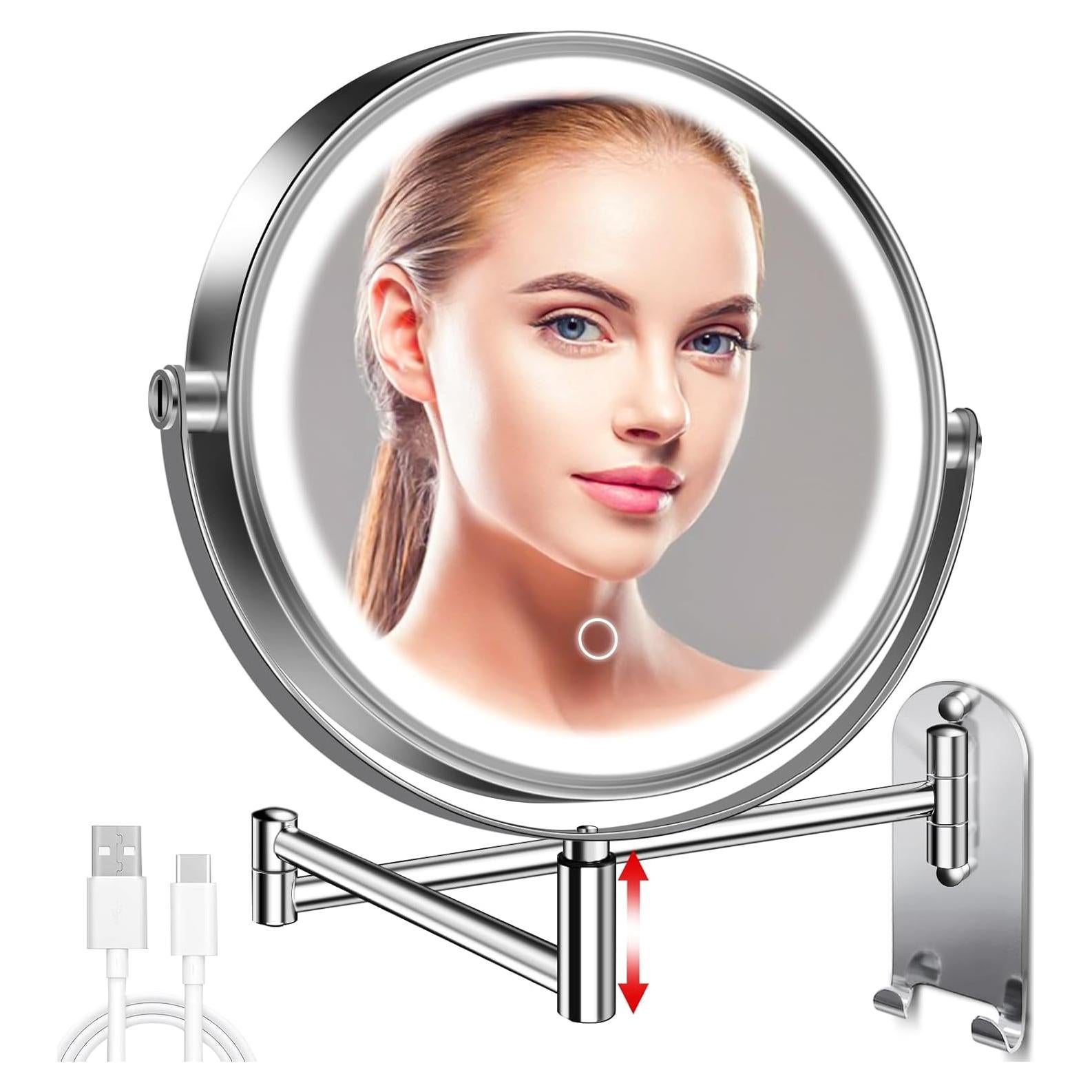 Espejo de Maquillaje Iluminado CONLWIN 22.86 cm Doble Cara 1X/10X