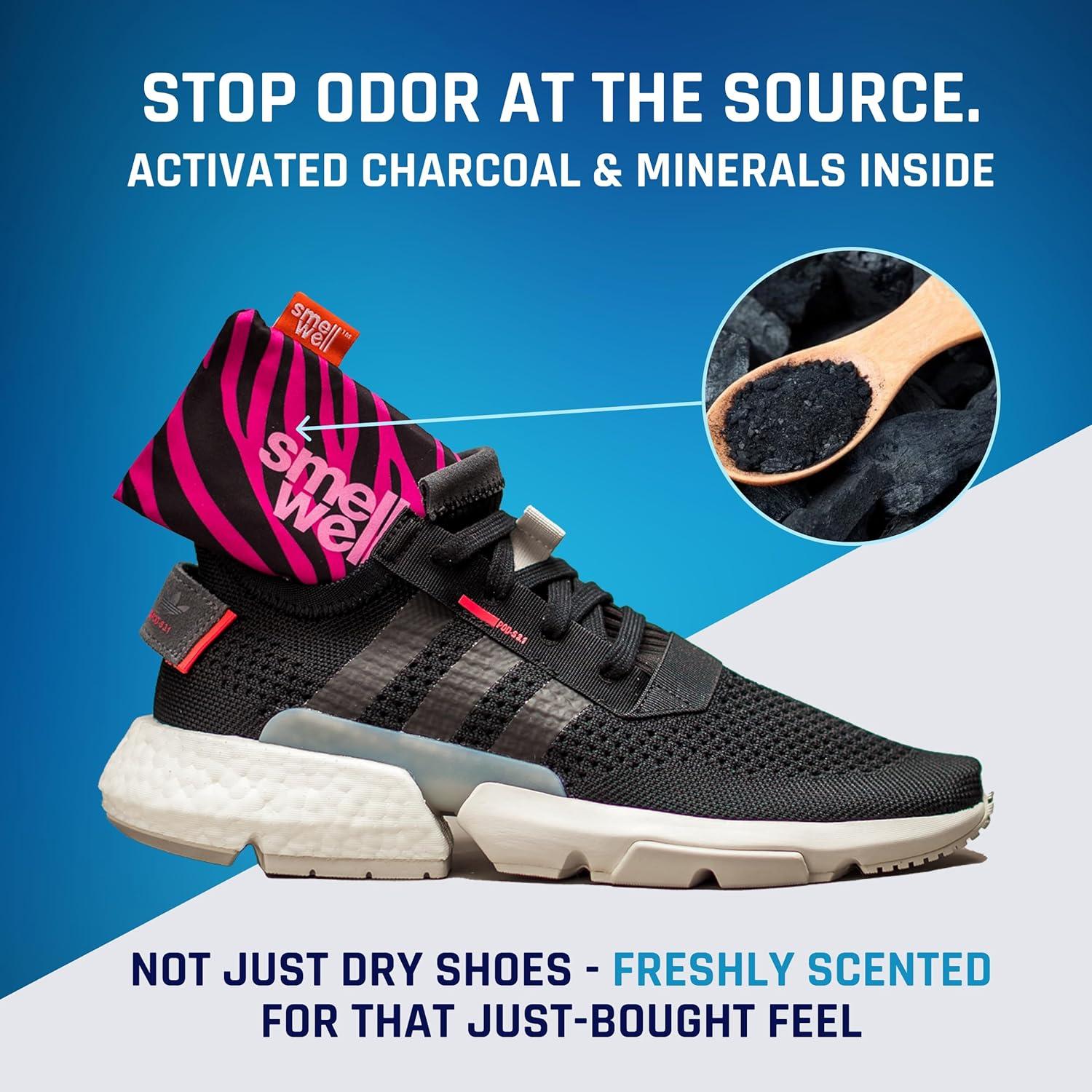 SmellWell Insertos Desodorantes para Zapatos 2x1.8oz Cebra Negra