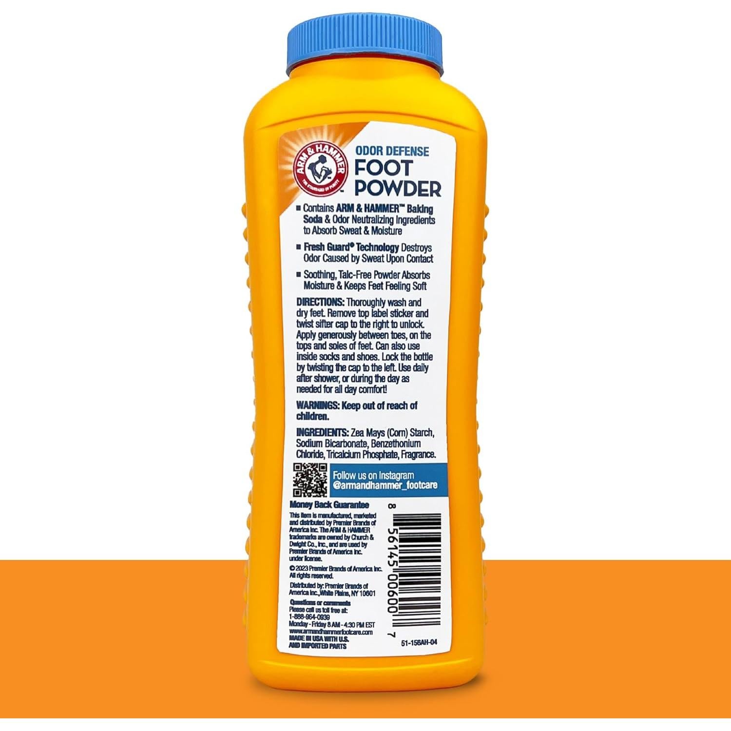 Polvo para pies Arm & Hammer 198 g sin talco paquete 3