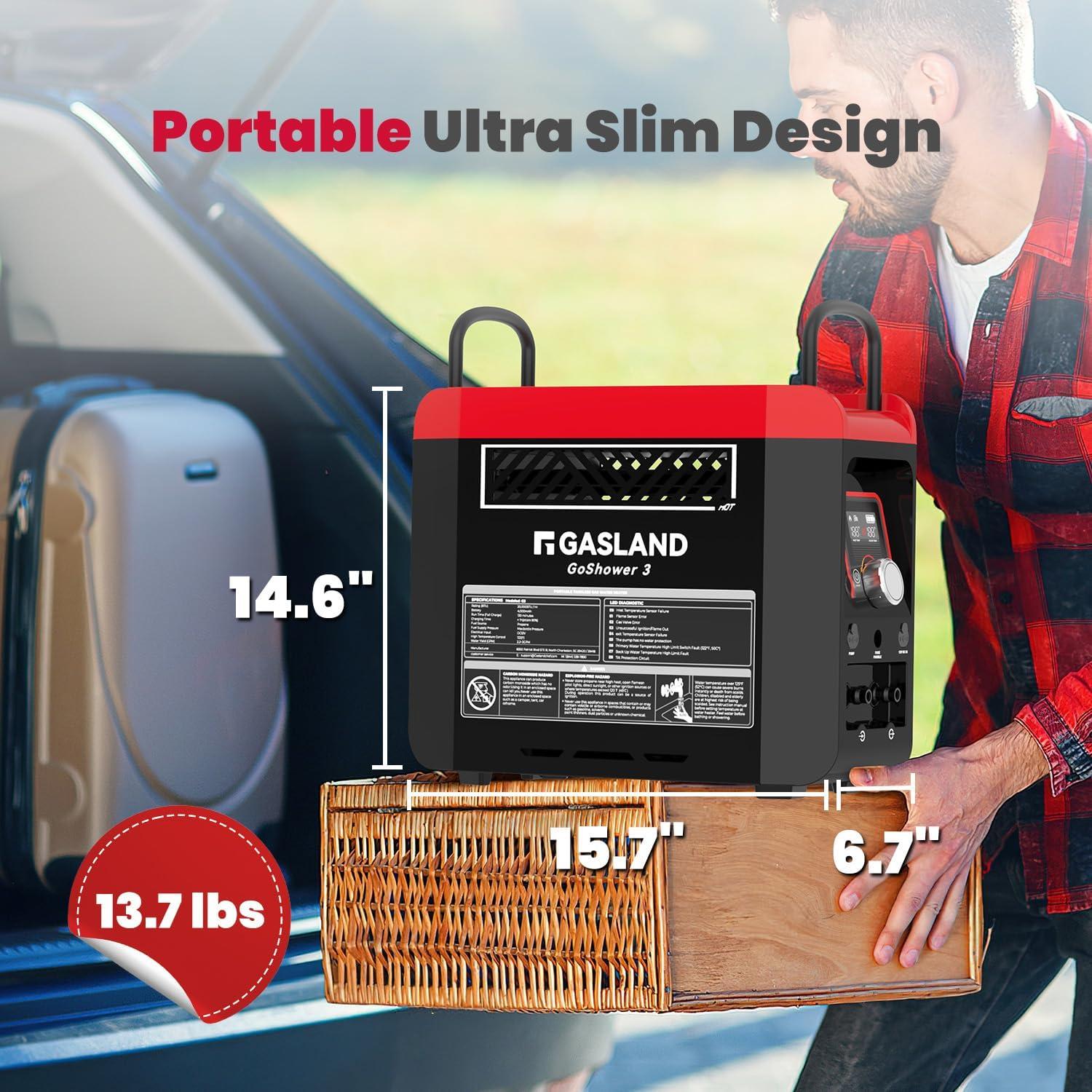 Calentador de Agua Portátil GASLAND G3 Pro 50°C Batería 4000mAh