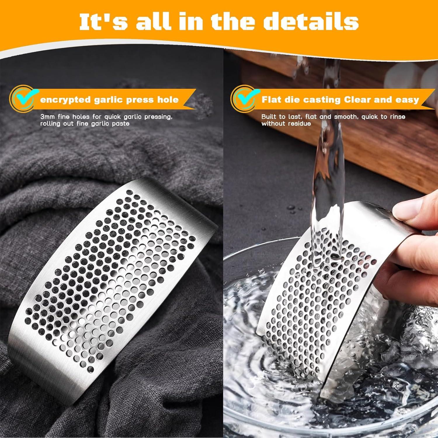 Prensa de Ajo Kebley de Acero Inoxidable con Pelador