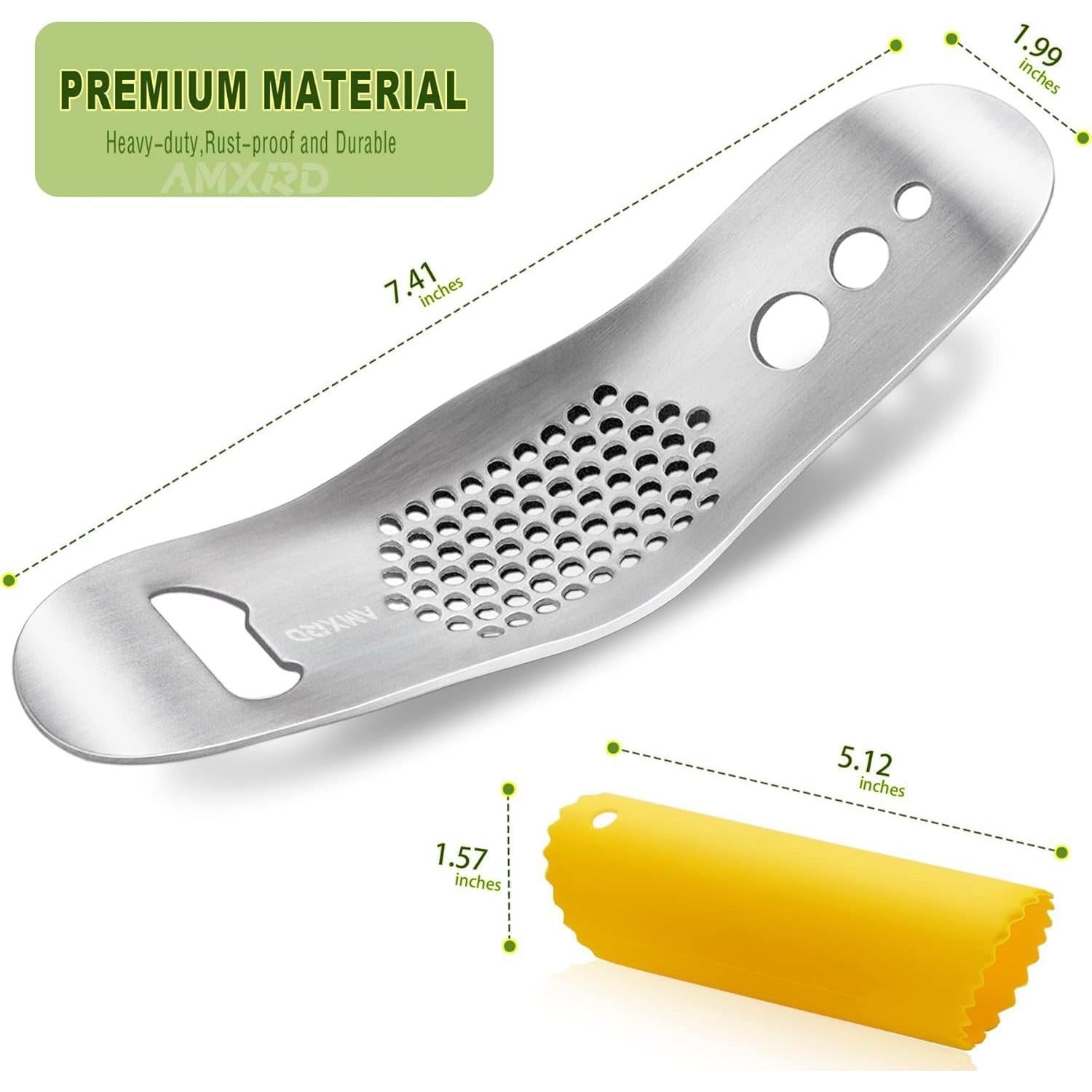 Prensa de Ajo 3 en 1 AMXRD Acero Inoxidable con Pelador
